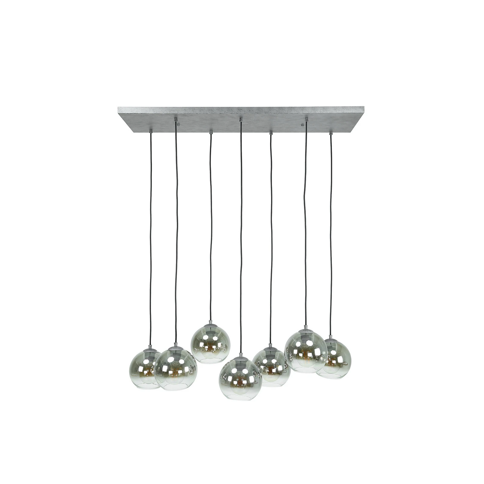Allessandra rippvalgusti, 7-lampe, Ø 18 cm, suitsuhall, klaasist