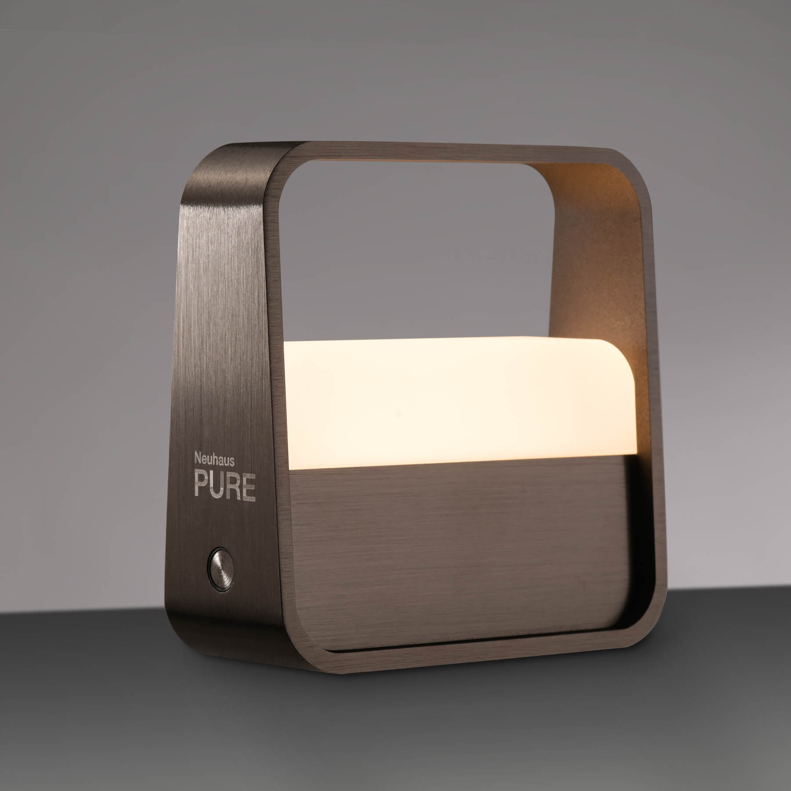 Lampe à poser LED rechargeable Go, brun métal foncé, aluminium - PURE