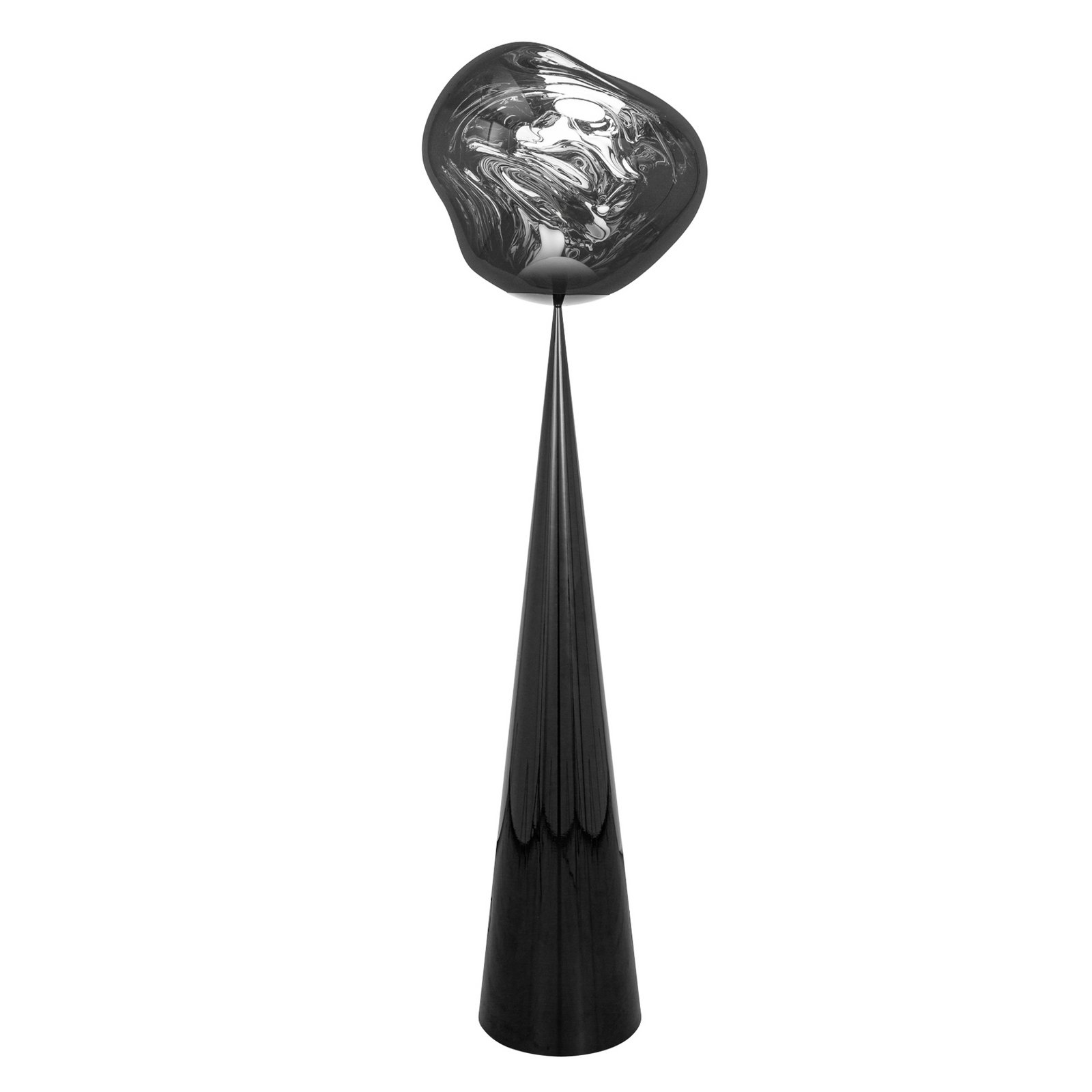 Tom Dixon Melt Cone Fat, chrome-coloured, 175 cm, black base