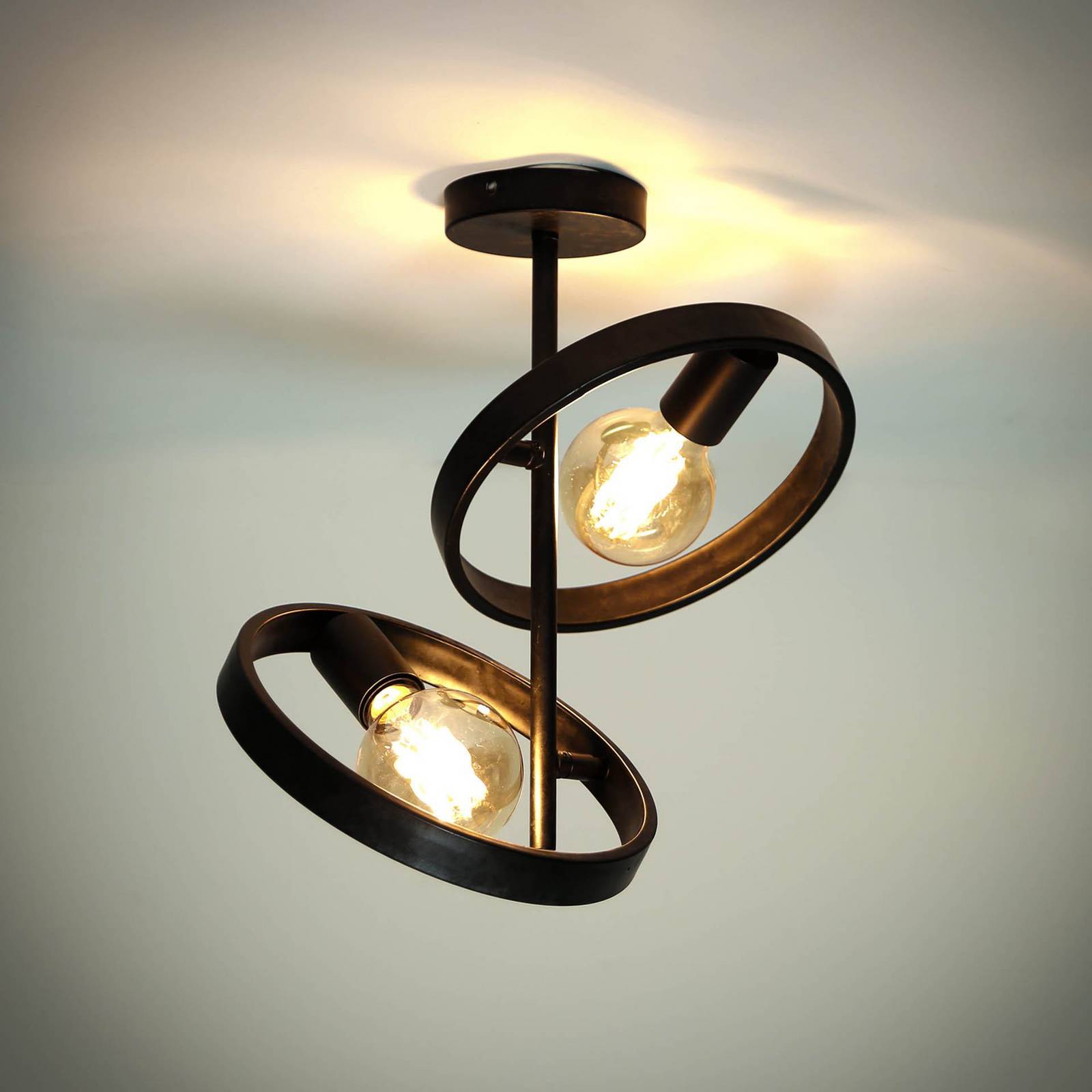 Lampa sufitowa Ringelbach, 2-punktowa, antracyt, metal, E27