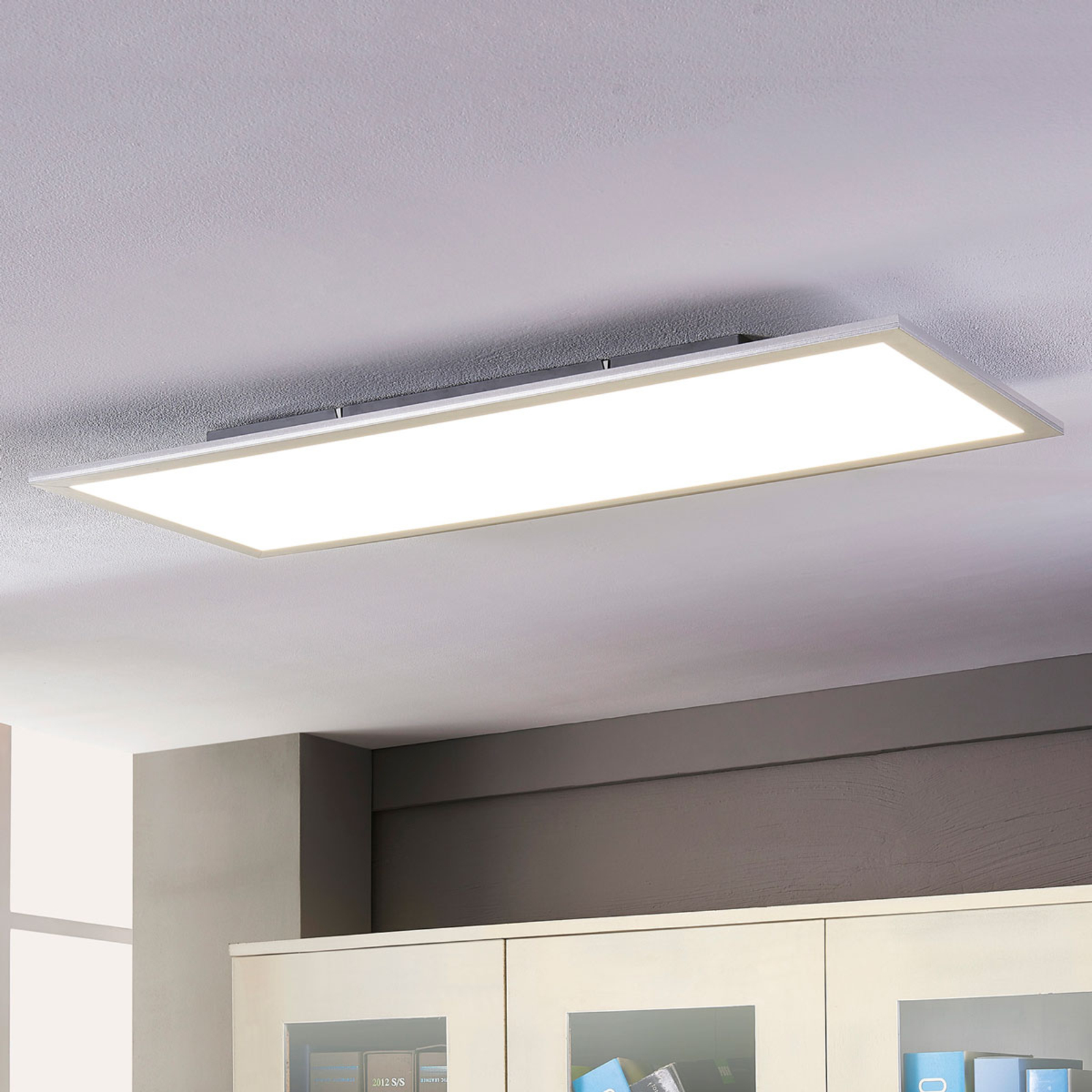 Lindby Livel LED panel, 4,000 K, 120 cm x 30 cm, for Kitchen, PMMA, aluminium, 36 W, energy efficiency: A+, L: 120 cm, W: 30 cm, H: 5.2 cm