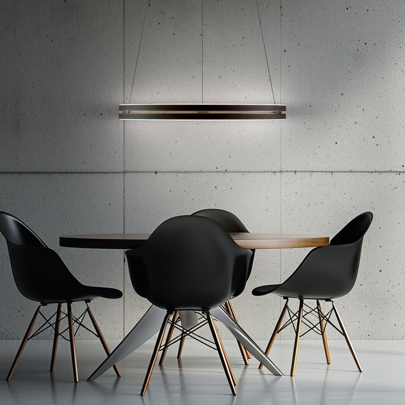 E-Loop LED-Hängelampe oak/black pearl, Ø70cm Alu, CCT - PURE E-Loop LED-Hängelampe oak/black pearl, Ø70cm Alu, CCT - PURE