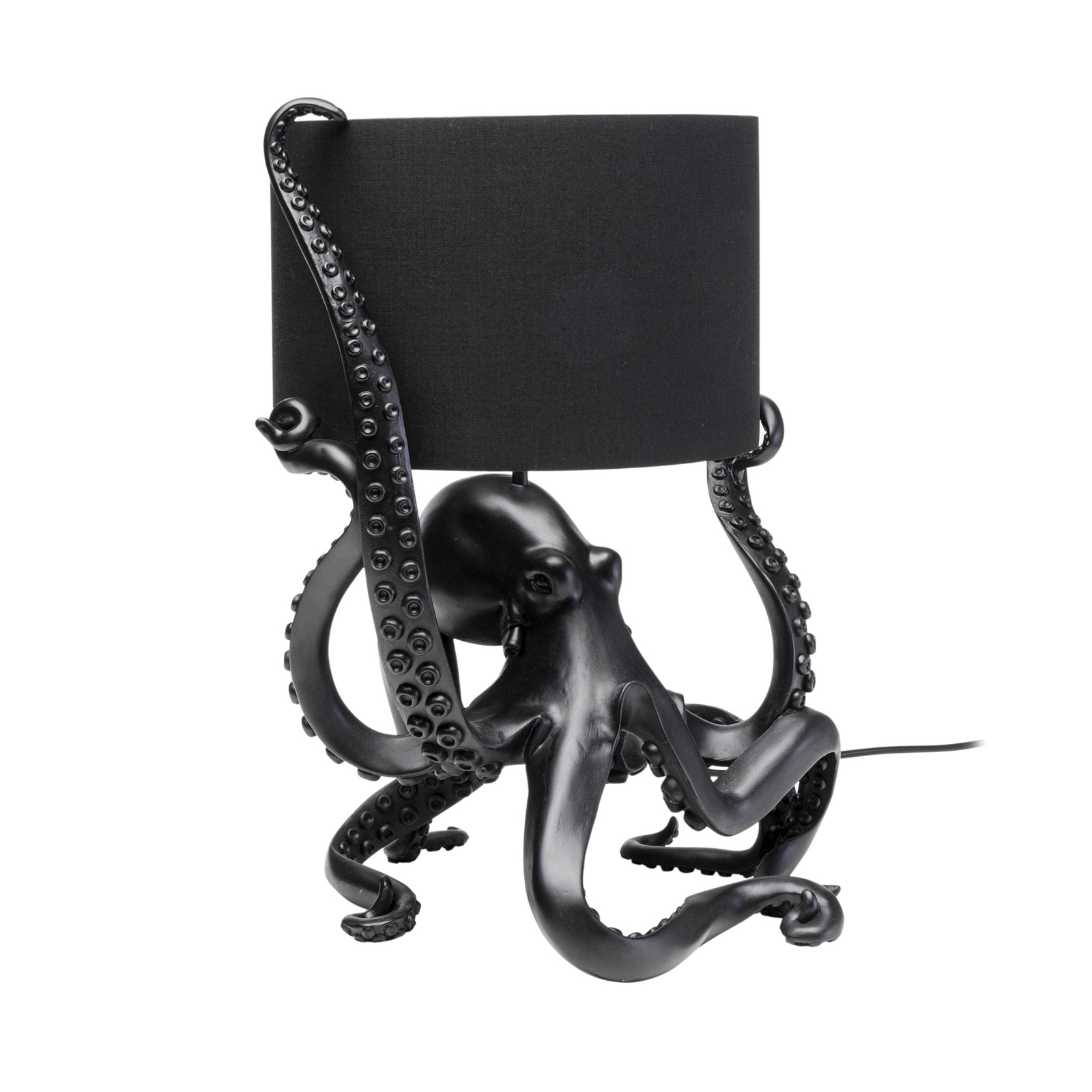 Kare Lámpara de mesa Octopus, negra, textil, altura 47 cm
