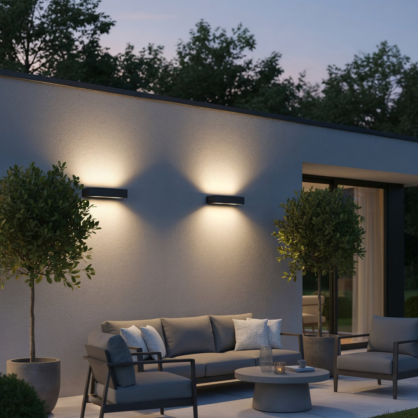 Ideal Lux venkovní nástěnné svítidlo Andromeda, antracit, šířka 45 cm