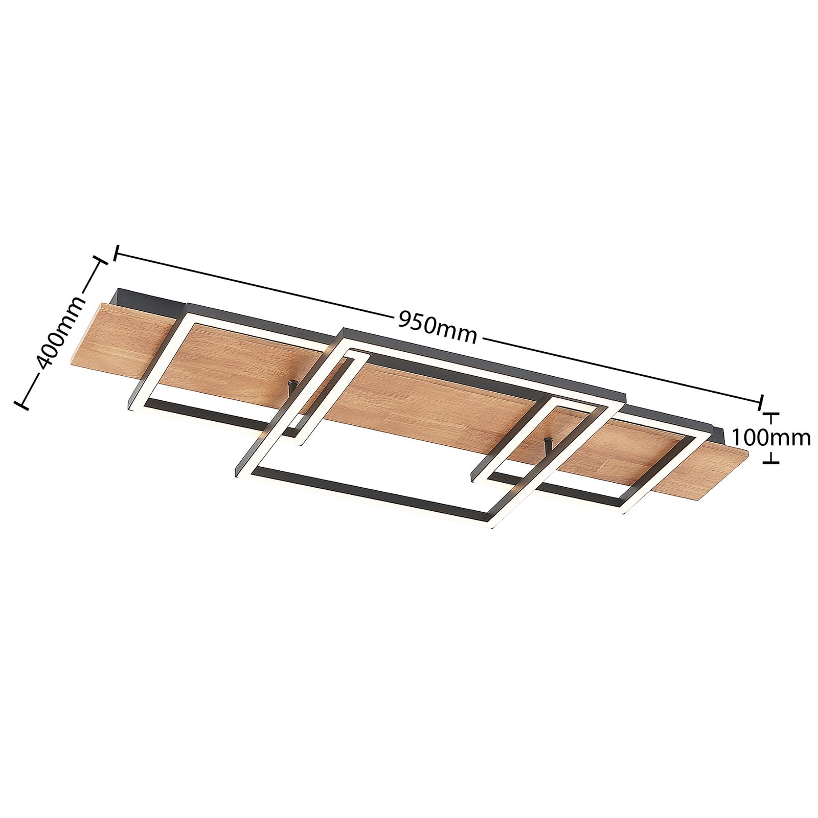 Chariska LED Plafondlamp L95 Wood/Black - Lucande