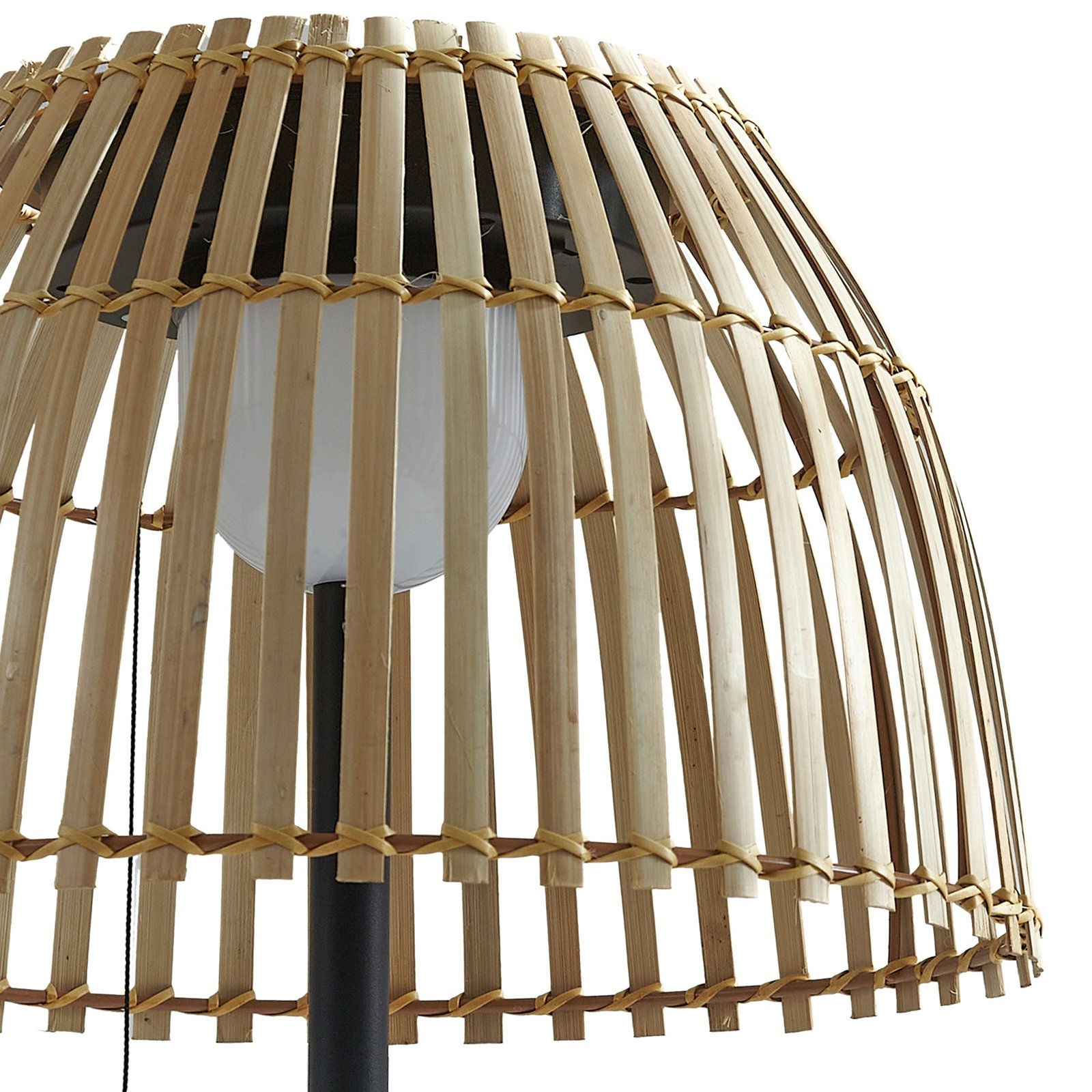 Lucande LED floor lamp Eligio, bamboo, Ø 39 cm, RGB