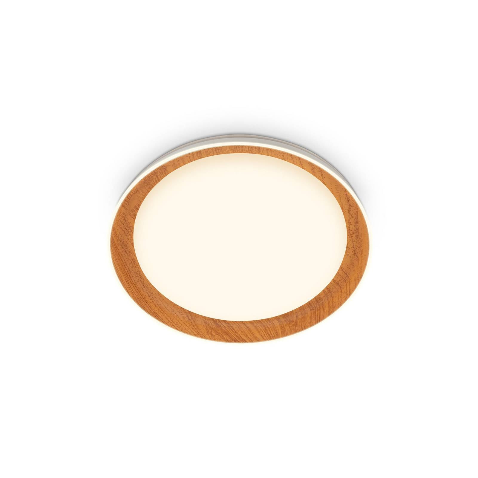 LED-Deckenleuchte Ijus, weiß/holzfarben, Ø 43 cm, Kunststoff