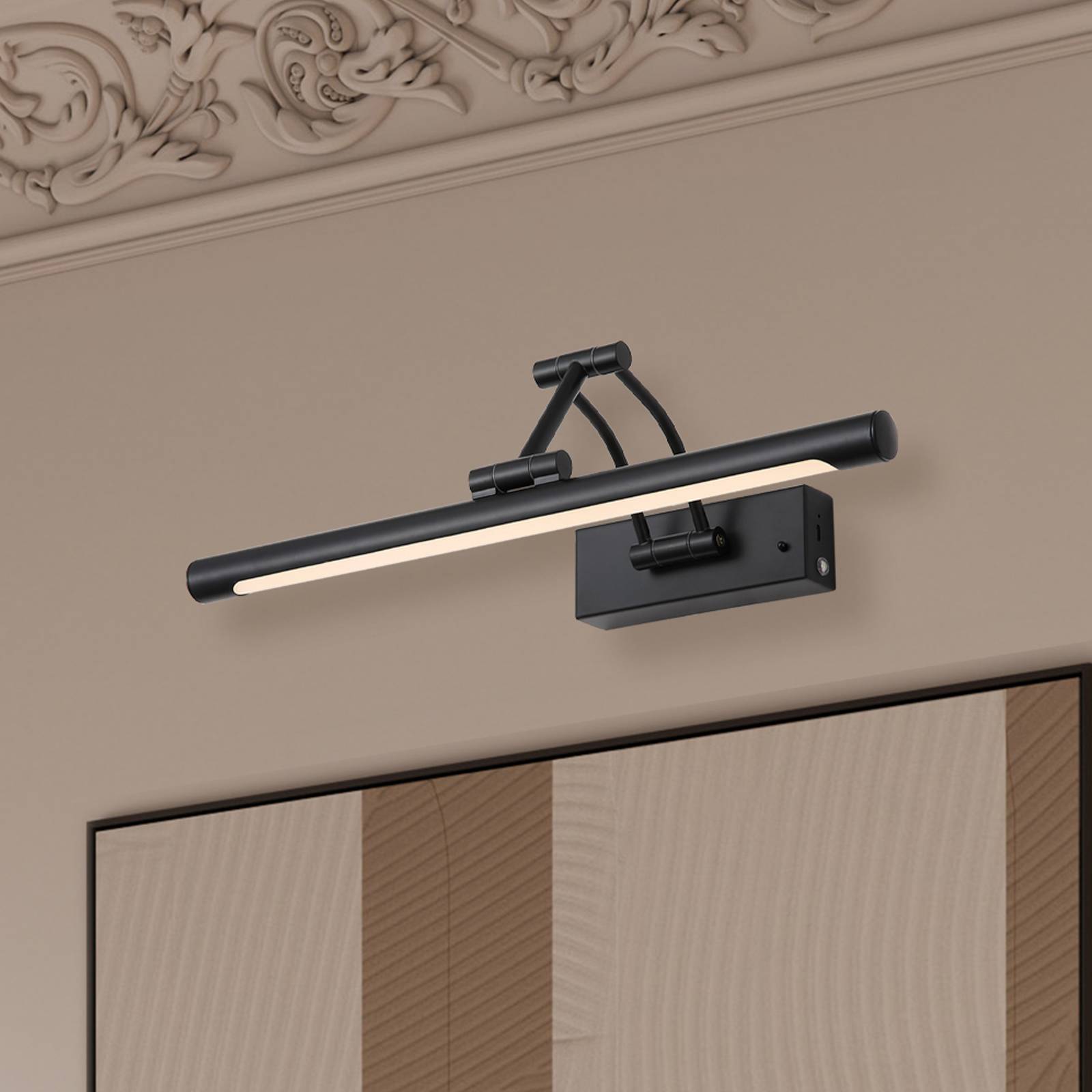 Searchlight Applique murale LED rechargeable Herron, noir mat, largeur 43 cm, CCT