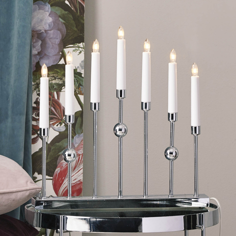 Chrome-plated candleholder Gustavo, 7-bulb