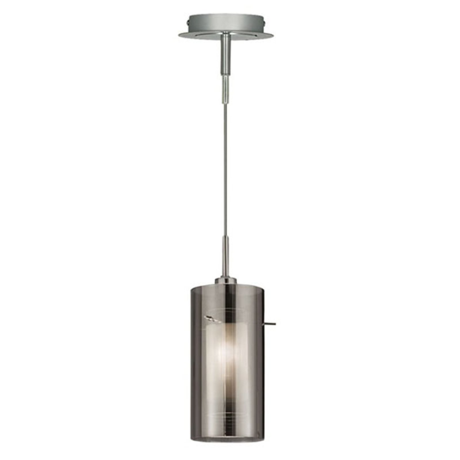 Hanglamp Duo 2, rookglas/chroom 1-lamp