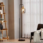 Lindby floor lamp Nimbora, 150 cm, black, glass, metal