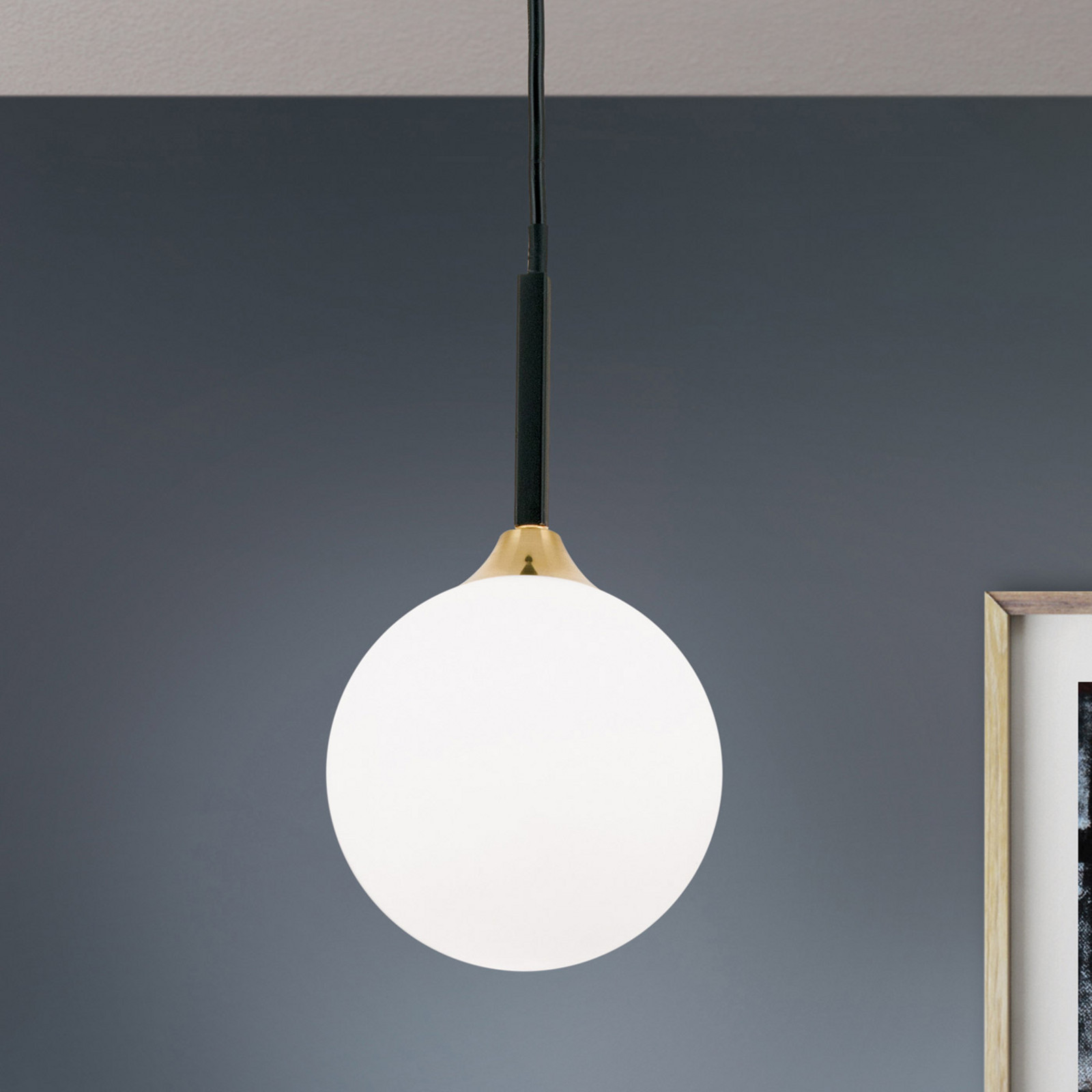 ORION Lampă suspendată Snowwhite 1 bec negru - Camera de zi / sufragerie - modern - negru alb - Sticlă