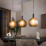Pendelleuchte Bubble, grau, Glas, 3-flammig, E27, 110 cm