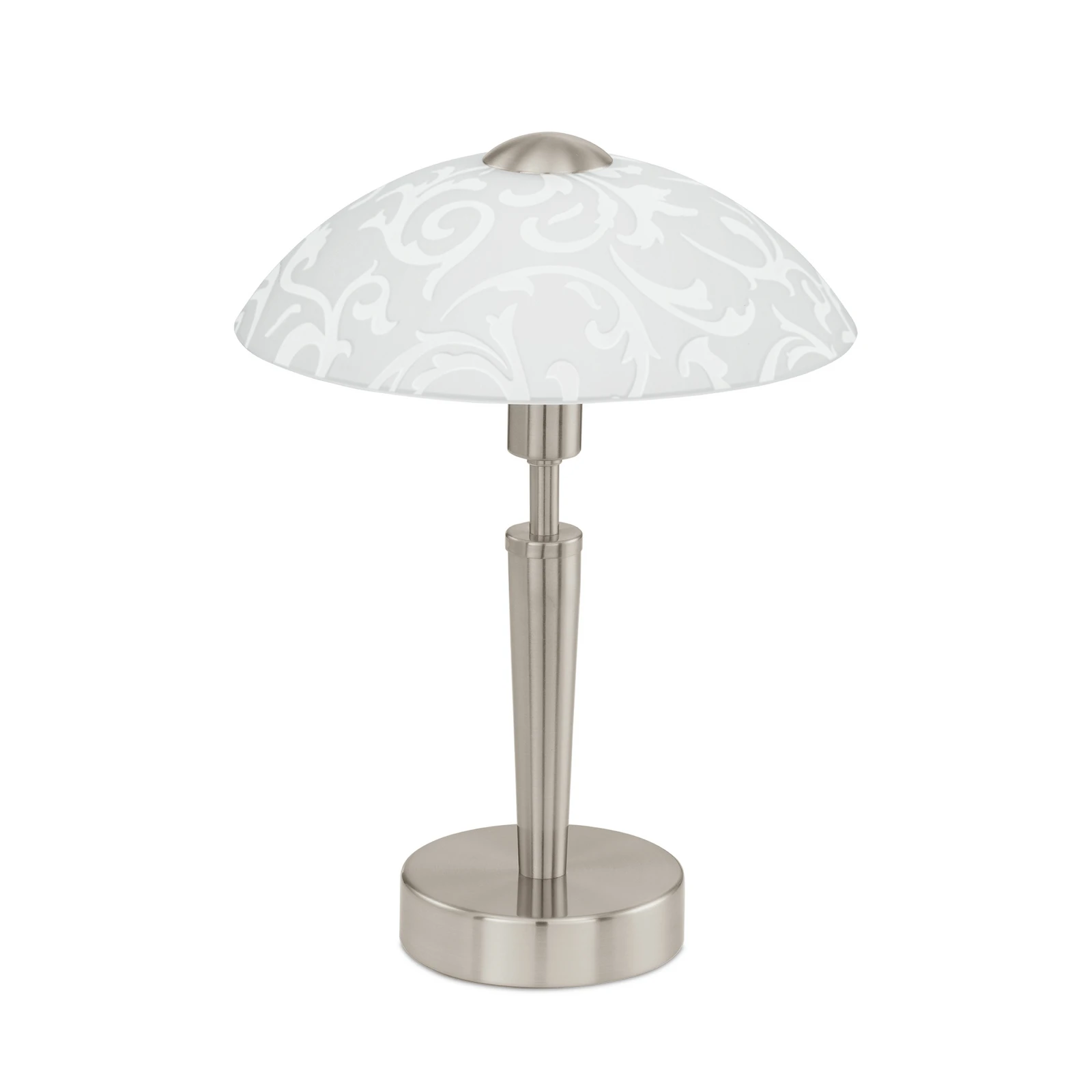 Stolová lampa SOLO 1, matný nikl, výška 32 cm, kov/sklo, stmievateľné
