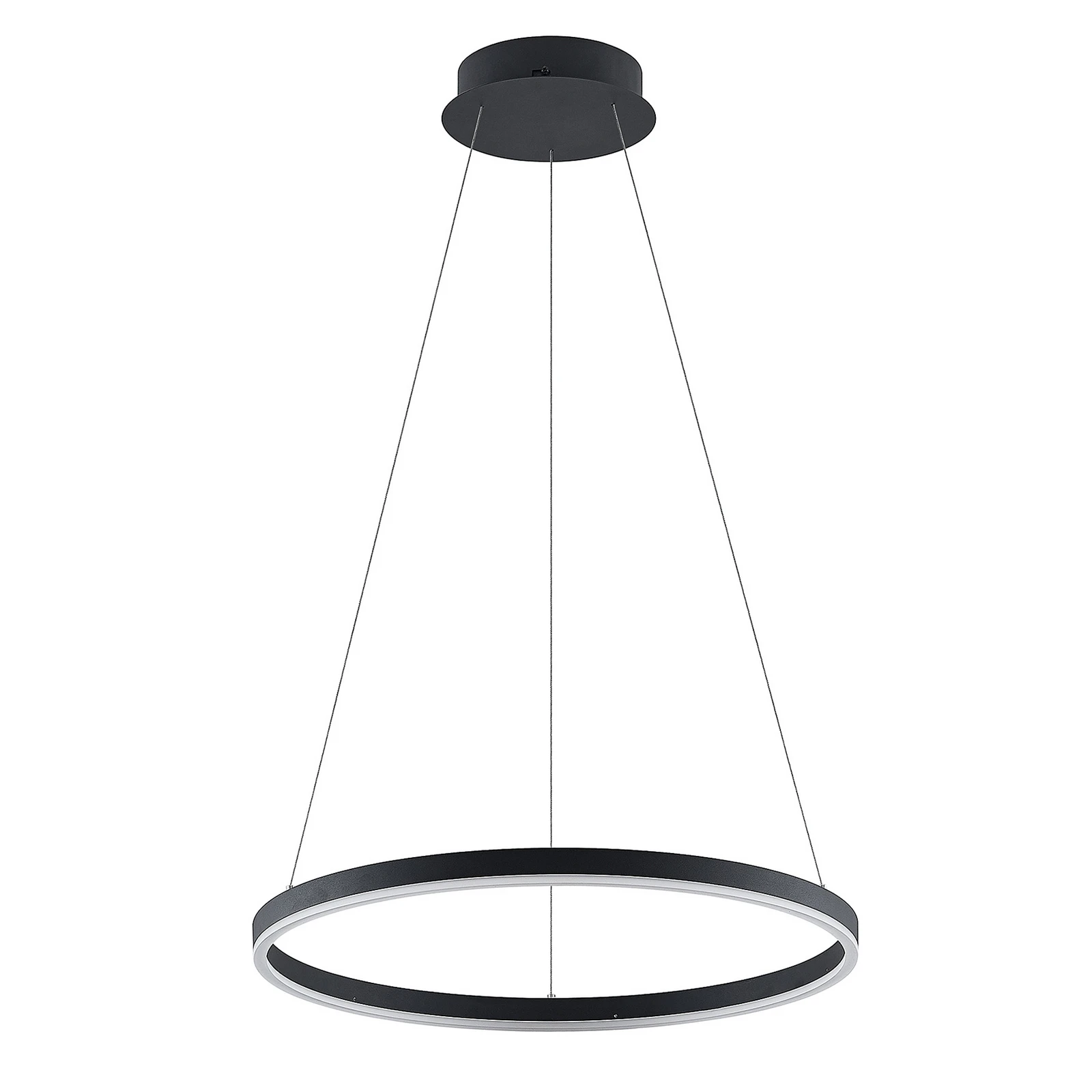 LED závesné svietidlo Arcchio Albiona, čierne, 1 krúžok, Ø 60 cm