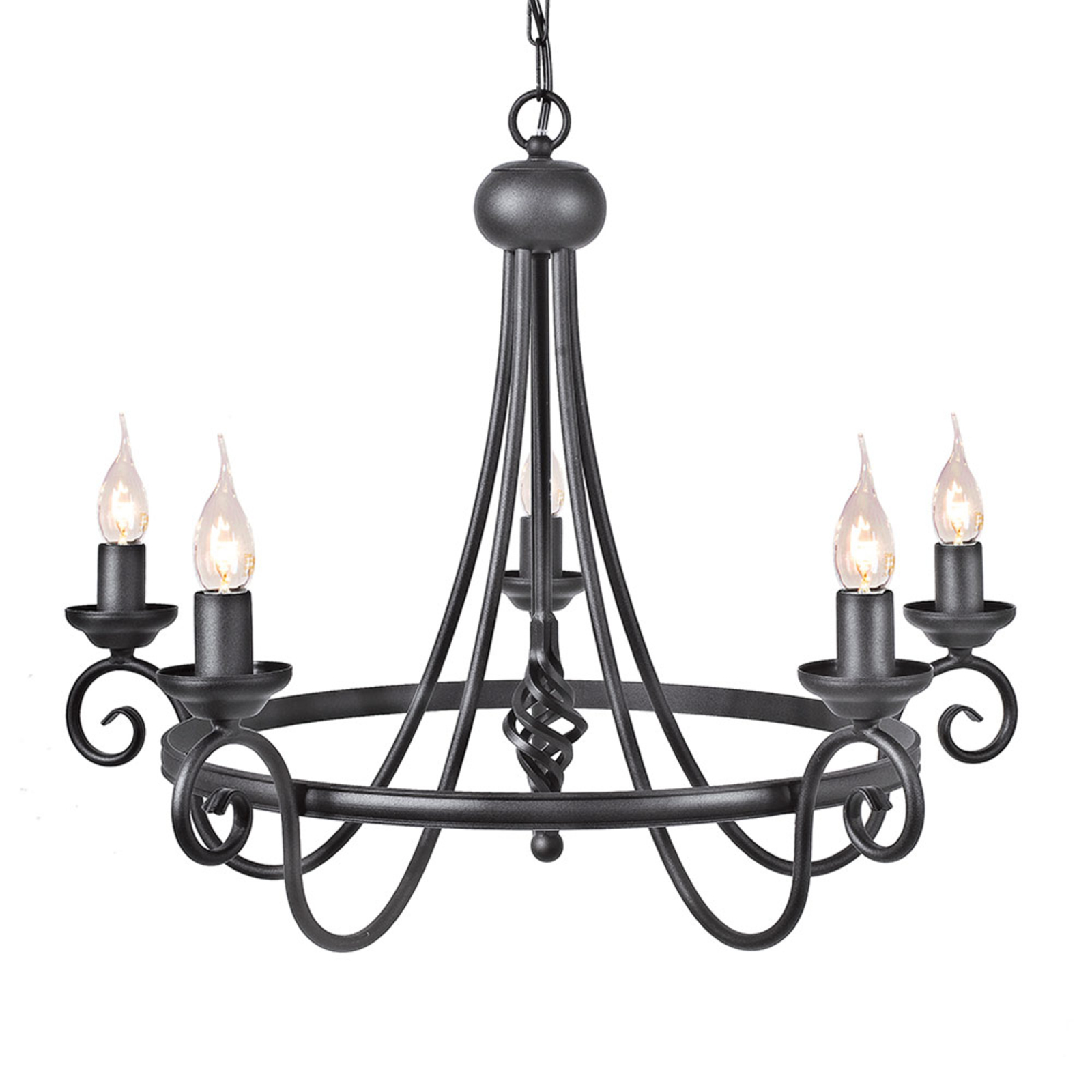 Elstead Harlech chandelier, five-bulb, for Living / Dining Room, metal, E14, 60 W, energy efficiency: A++, H: 52 cm
