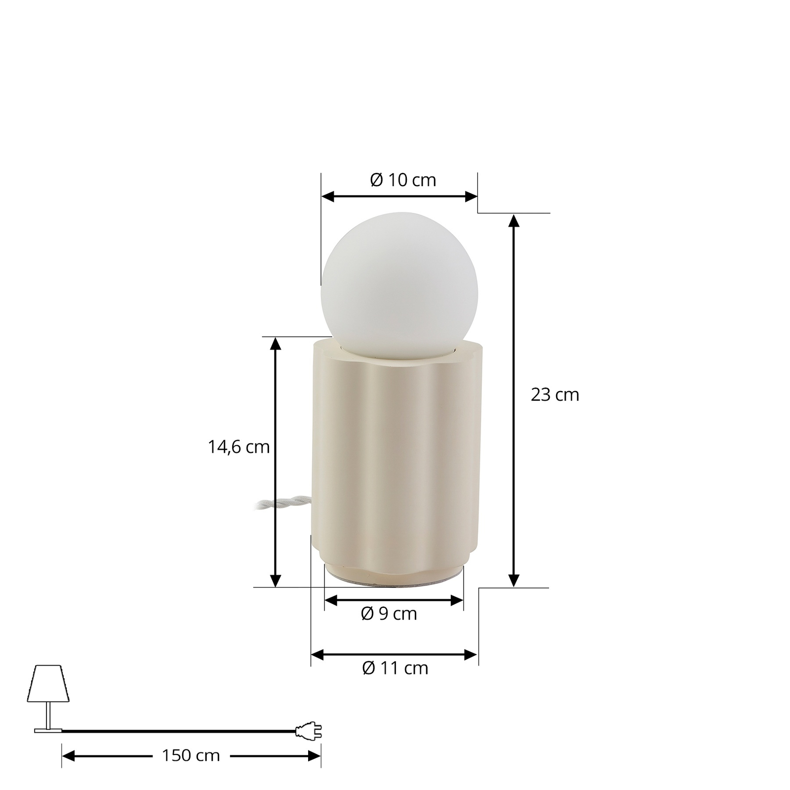 Lindby table lamp Nielson, beige, height lampshade 8.5 cm, plaster