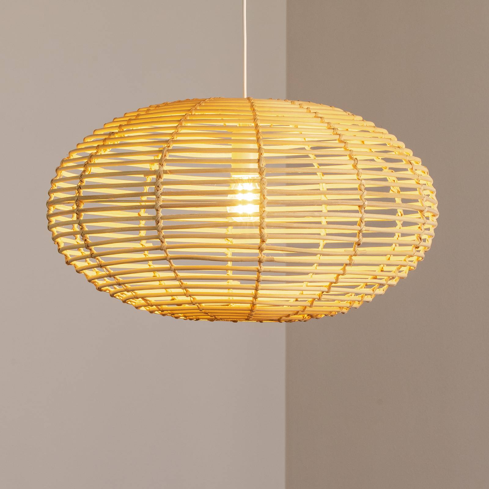 Hängeleuchte RATTAN, Ø 60 cm, naturbraun, Rattan, E27 günstig online kaufen