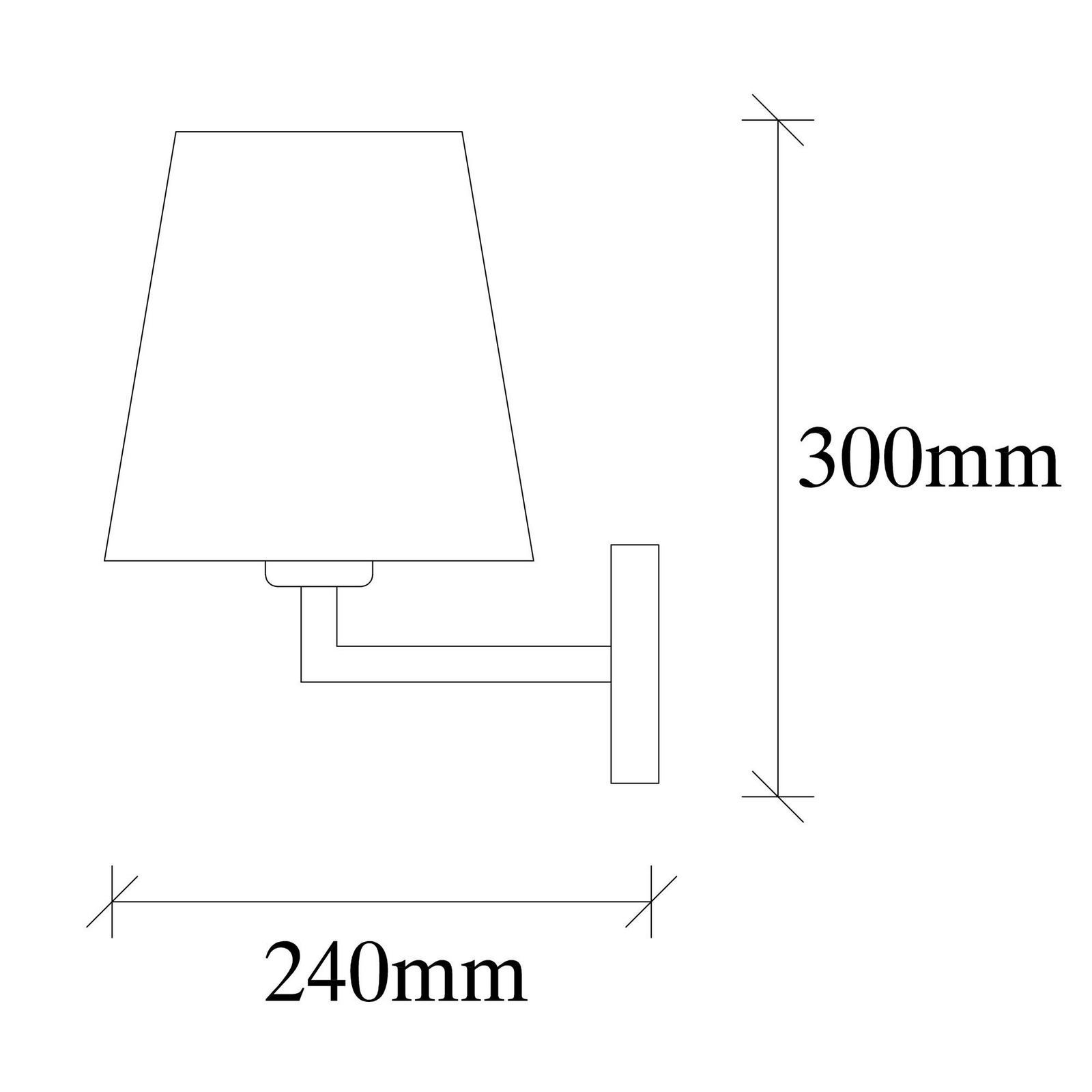 Wandleuchte Profil, gold/weiß, Metall/ Stoff, Höhe 30 cm