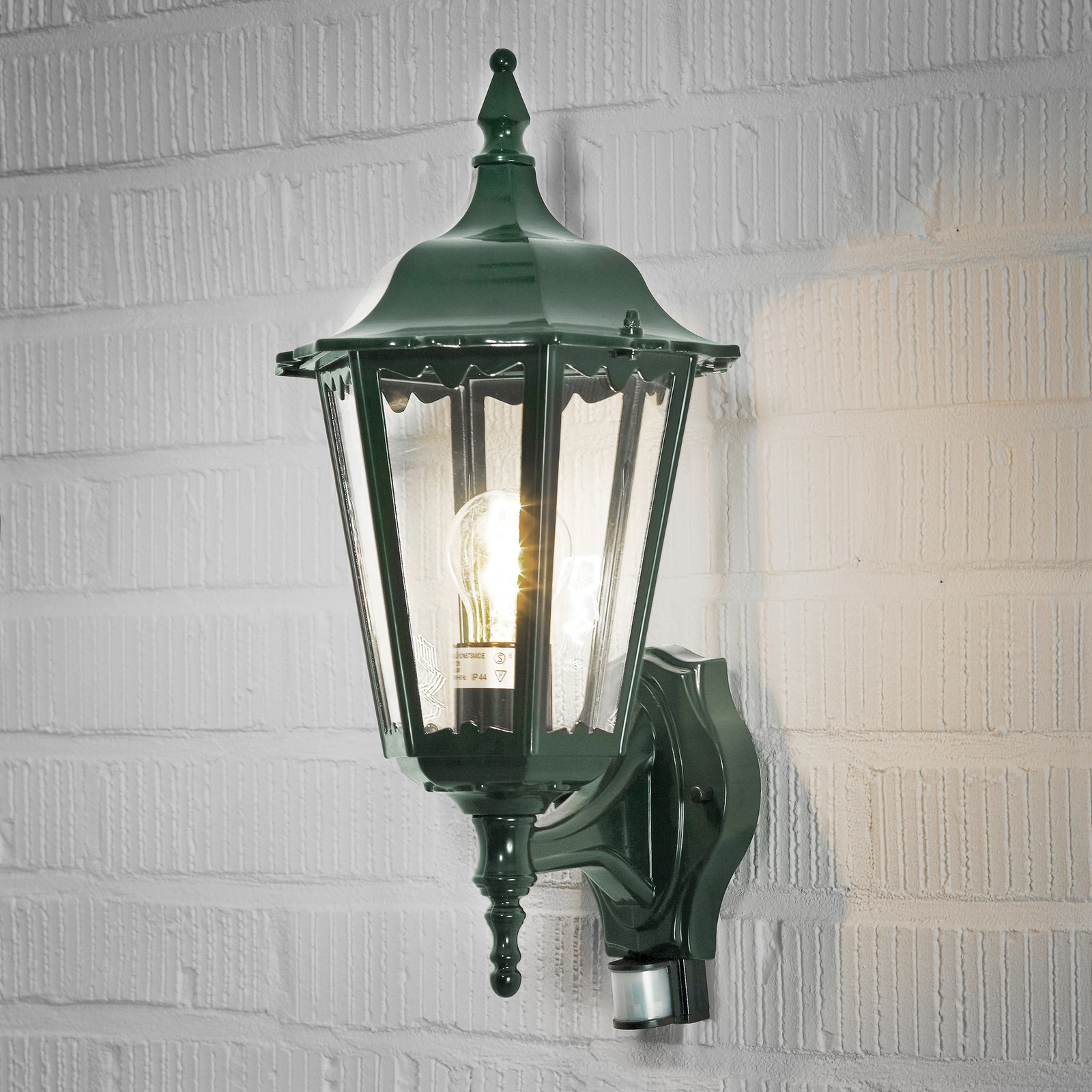 Außenwandlampe Firenze m. Sensor, stehend, grün