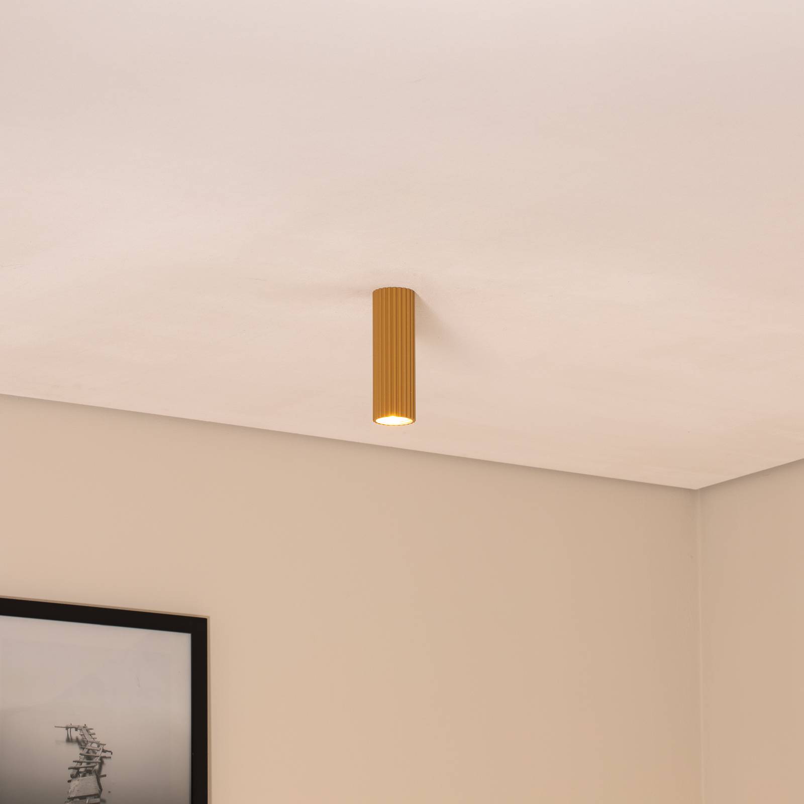 Deckenleuchte Karbon, goldfarben, Höhe 20 cm, Aluminium günstig online kaufen