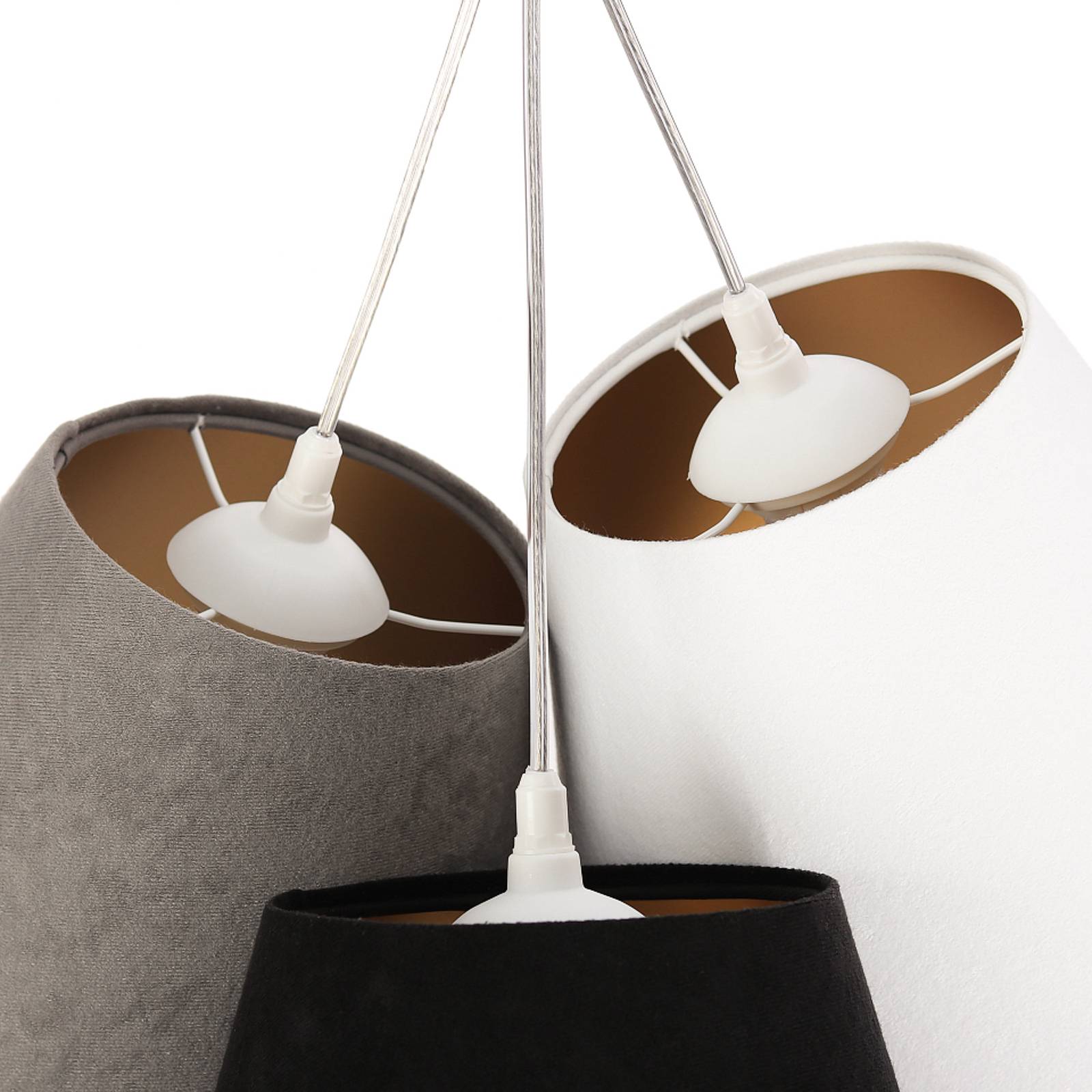 Lampa wisząca Zsofia 3-punktowa biała/szara/czarna/złota