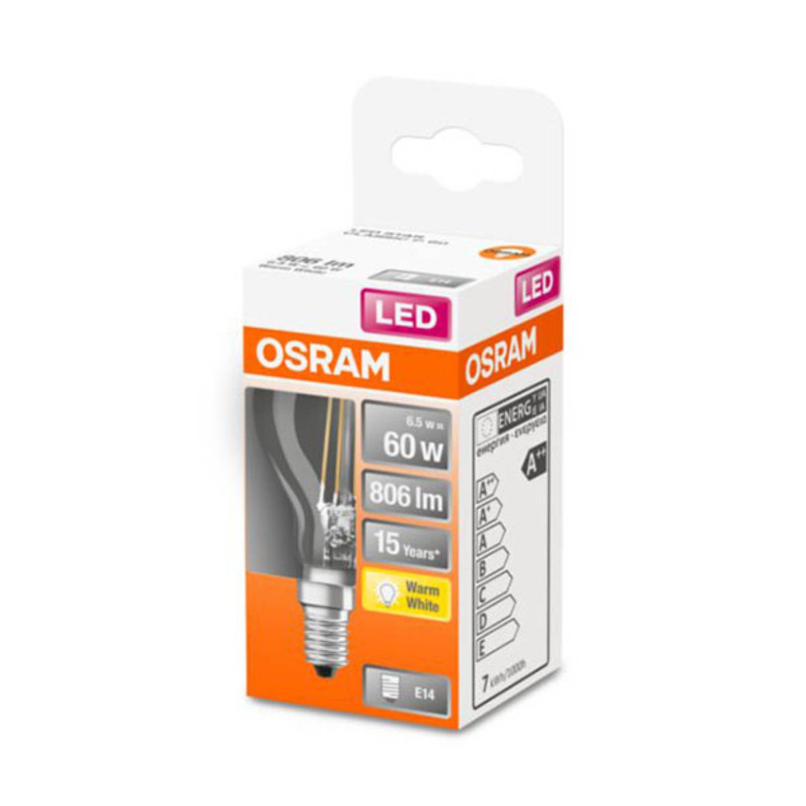 OSRAM-LED-lamppu E14 Classic P 5,5W 2700K kirkas