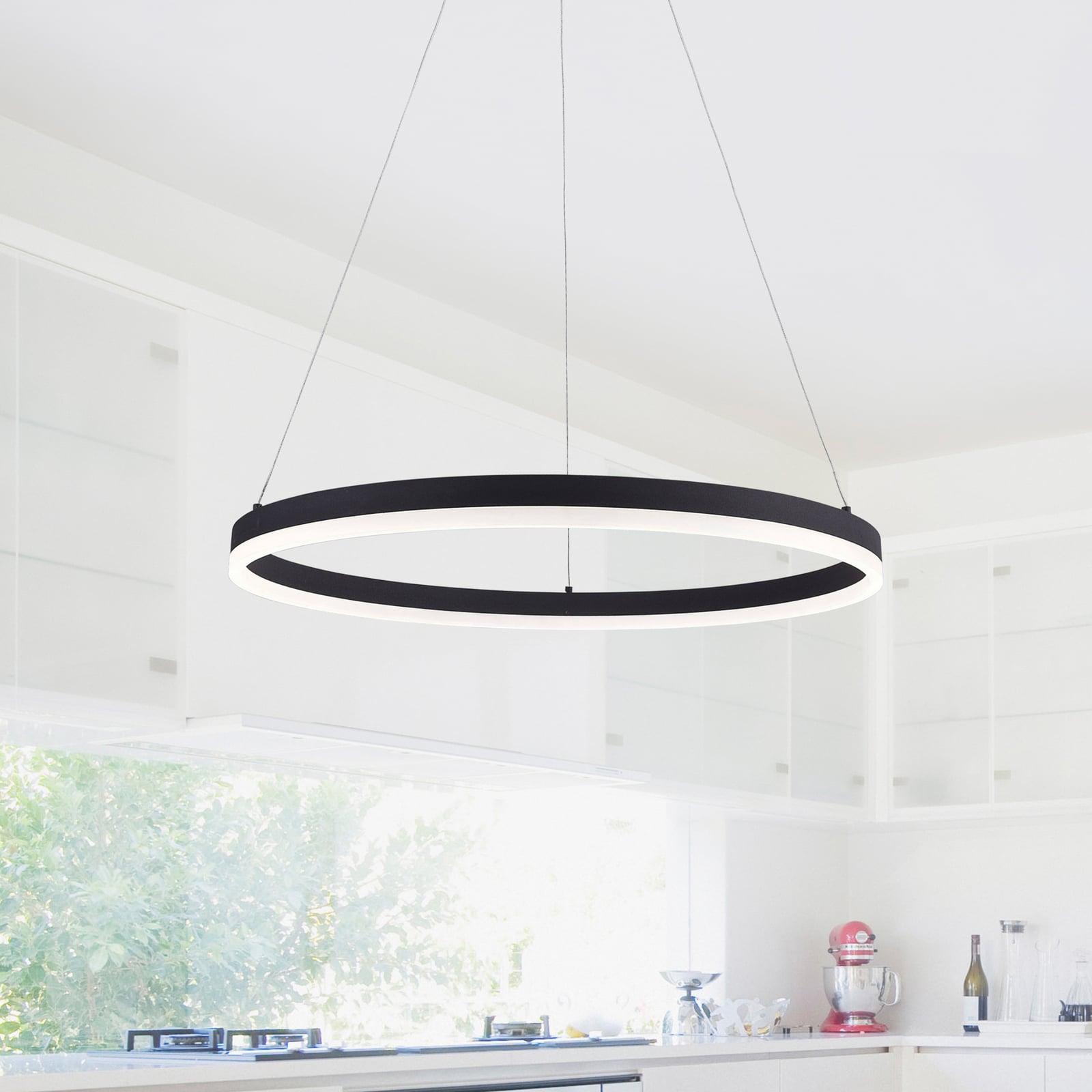 LED pakabinamas šviestuvas „TITUS“, antracito spalvos, Ø 60 cm, metalinis, su