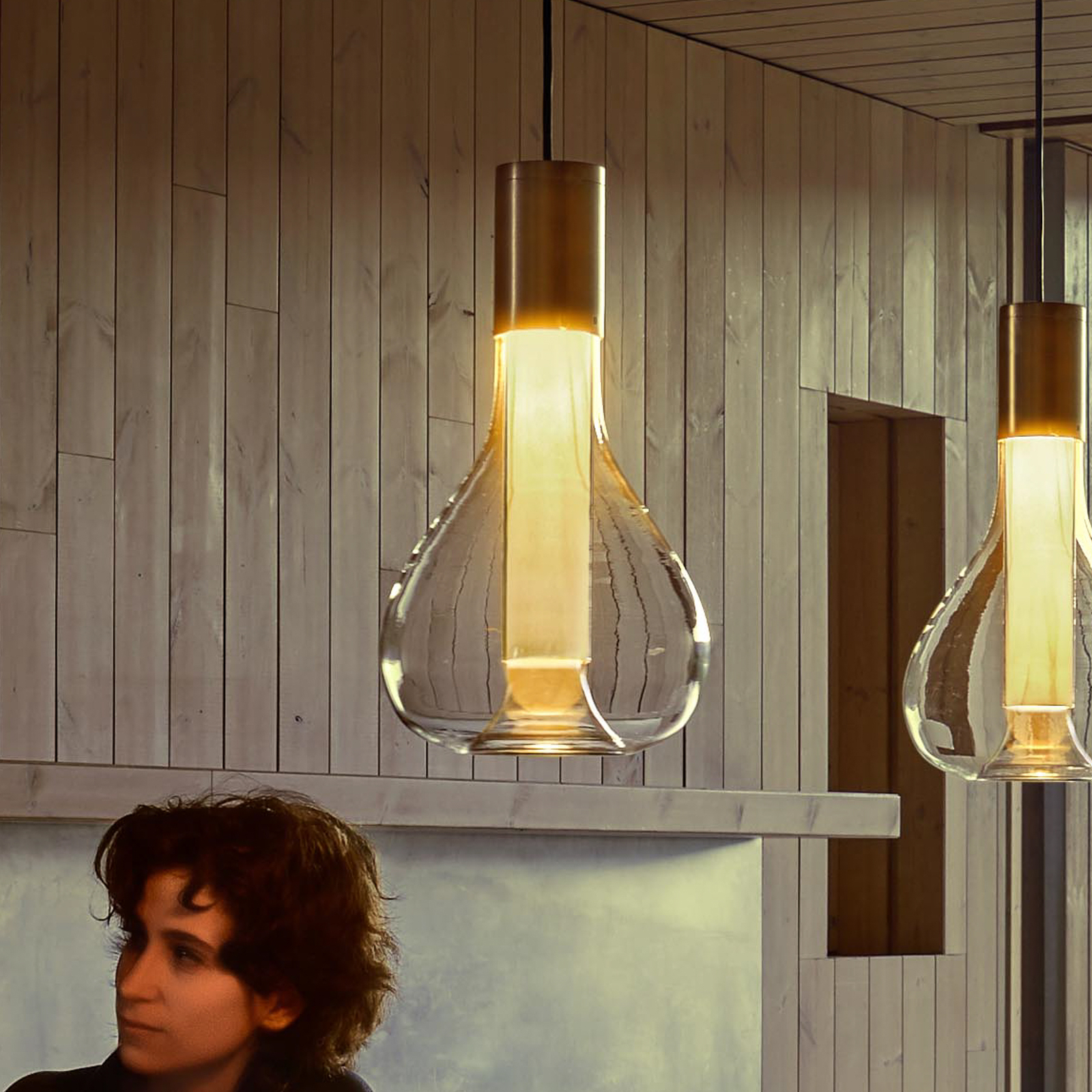 LZF Eris lampa wisząca LED szkło aluminium/kość