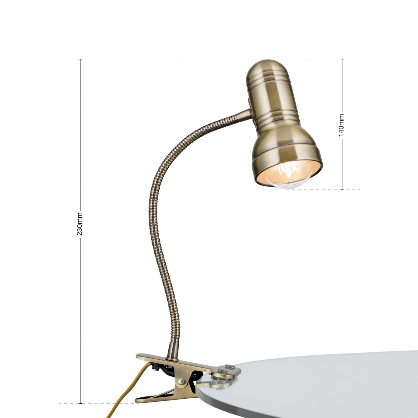 Lampe à pince Samala, patiné