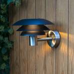 Dyberg Larsen outdoor wall lamp DL20, black/steel, steel