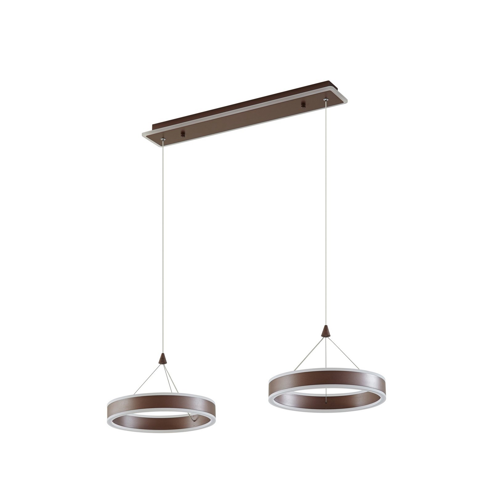 Lucande LED-Hängeleuchte Kolo, 86 cm, 2-flg., braun, dimmbar