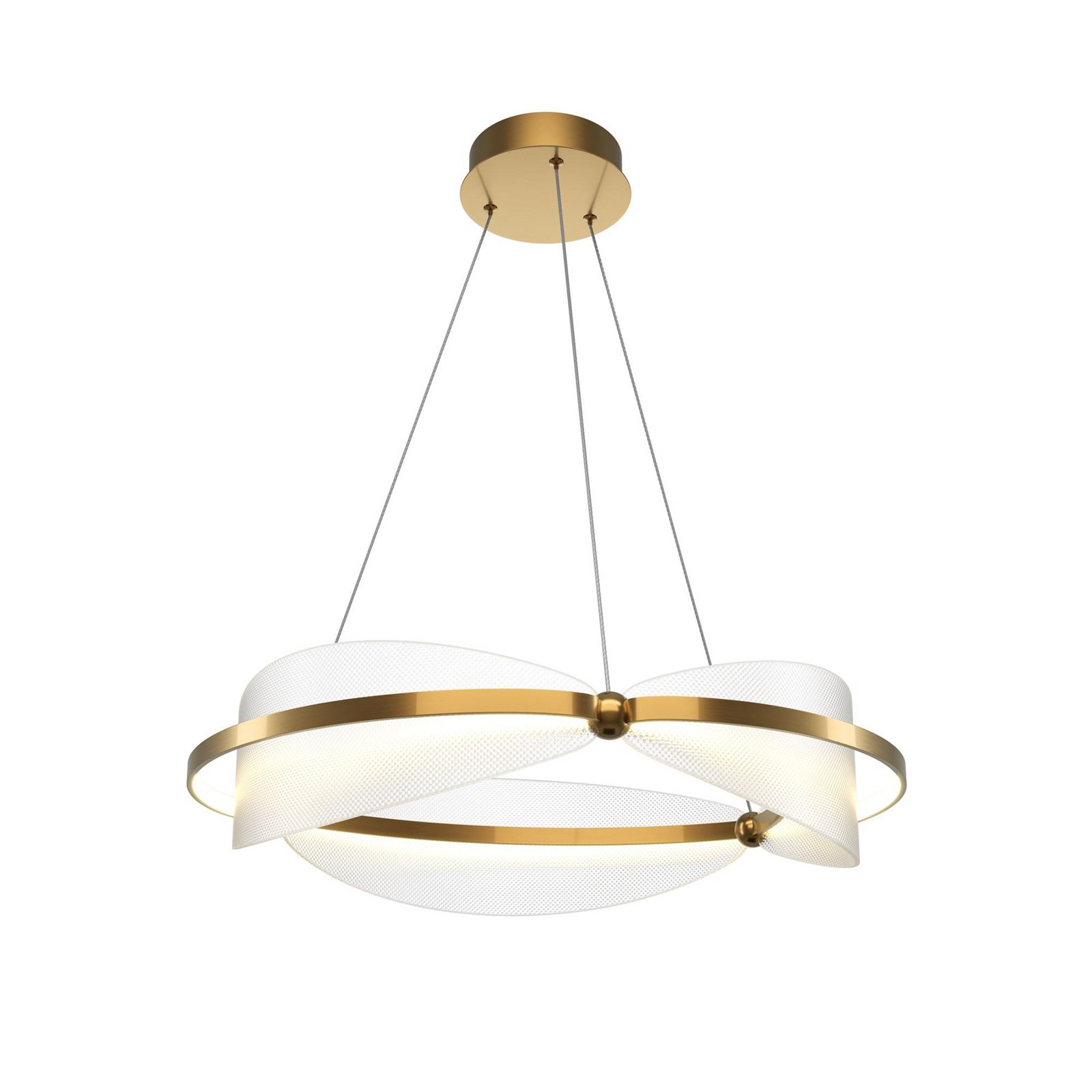 Maytoni Breeze LED hanging light, Ø 60 cm, brass/clear, acrylic