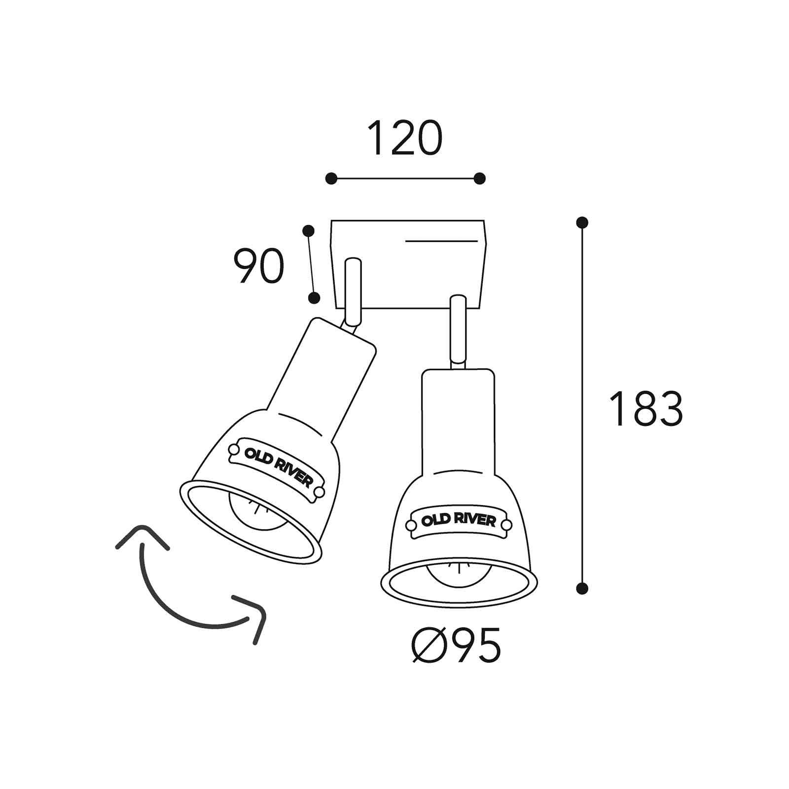 Azali loftlampe 1423.E27 2 lkld antik messing