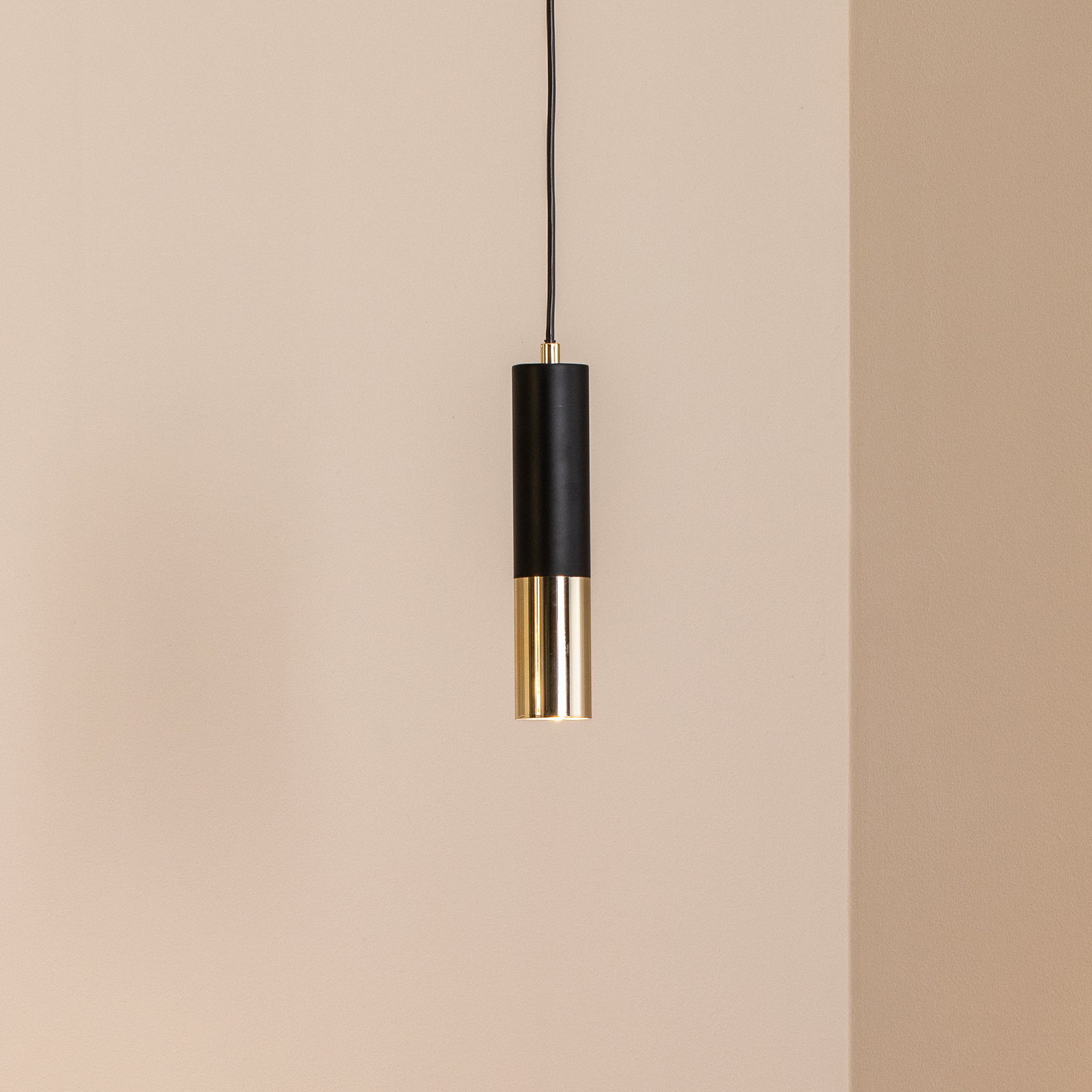 Orino pendant light, black/gold, metal, GU10