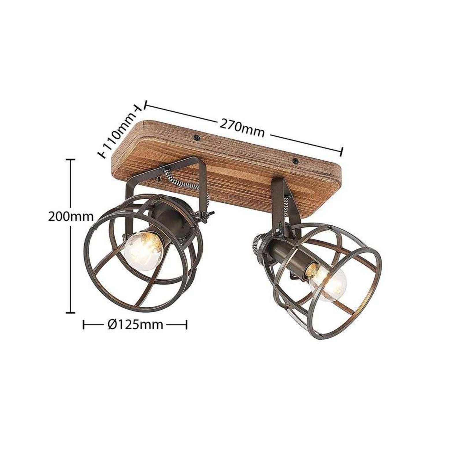 Rutger 2 Kattovalaisin Wood/Black - Lindby