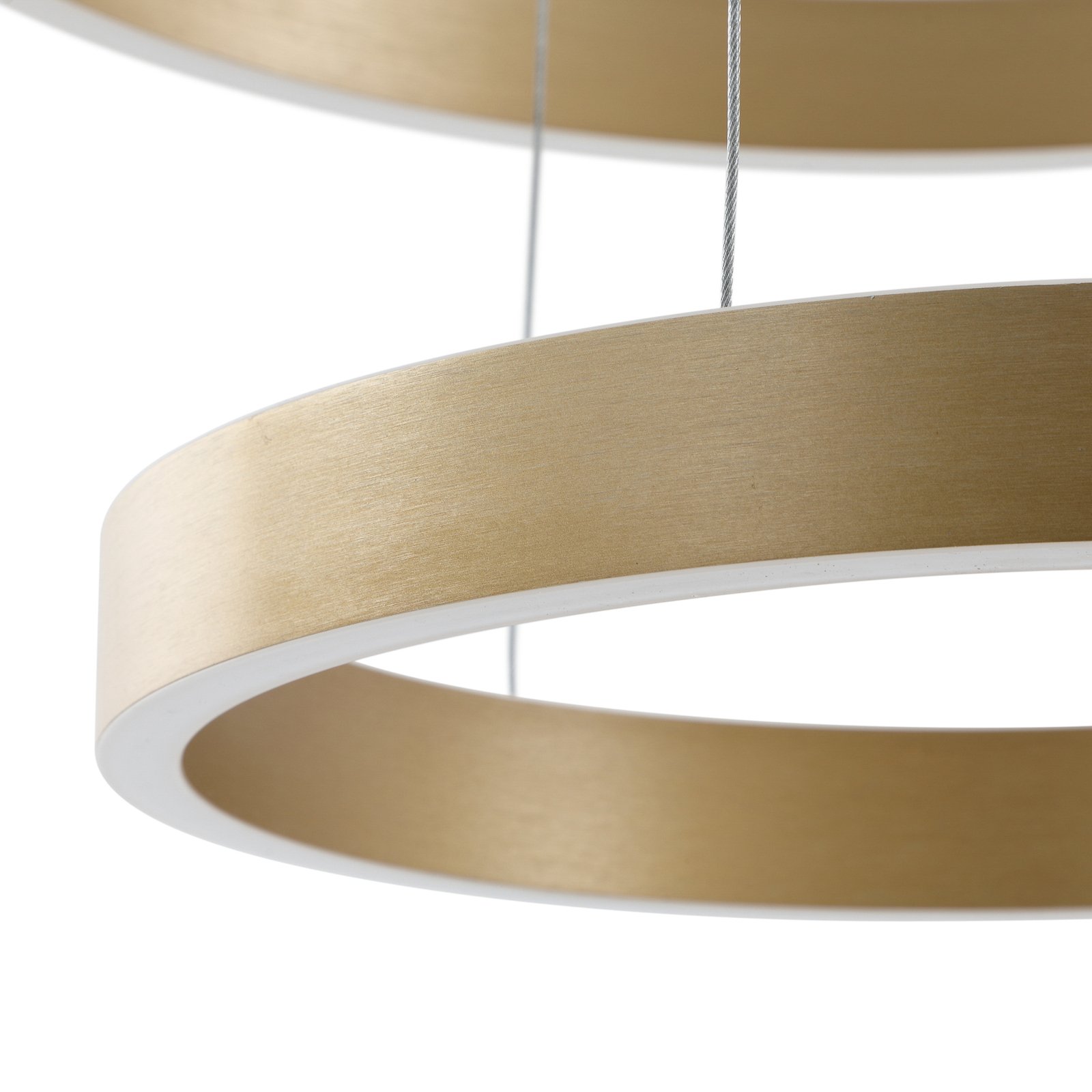 Lucande Smart LED závesné svietidlo Yonam, zlaté, 2 svetlá, Tuya
