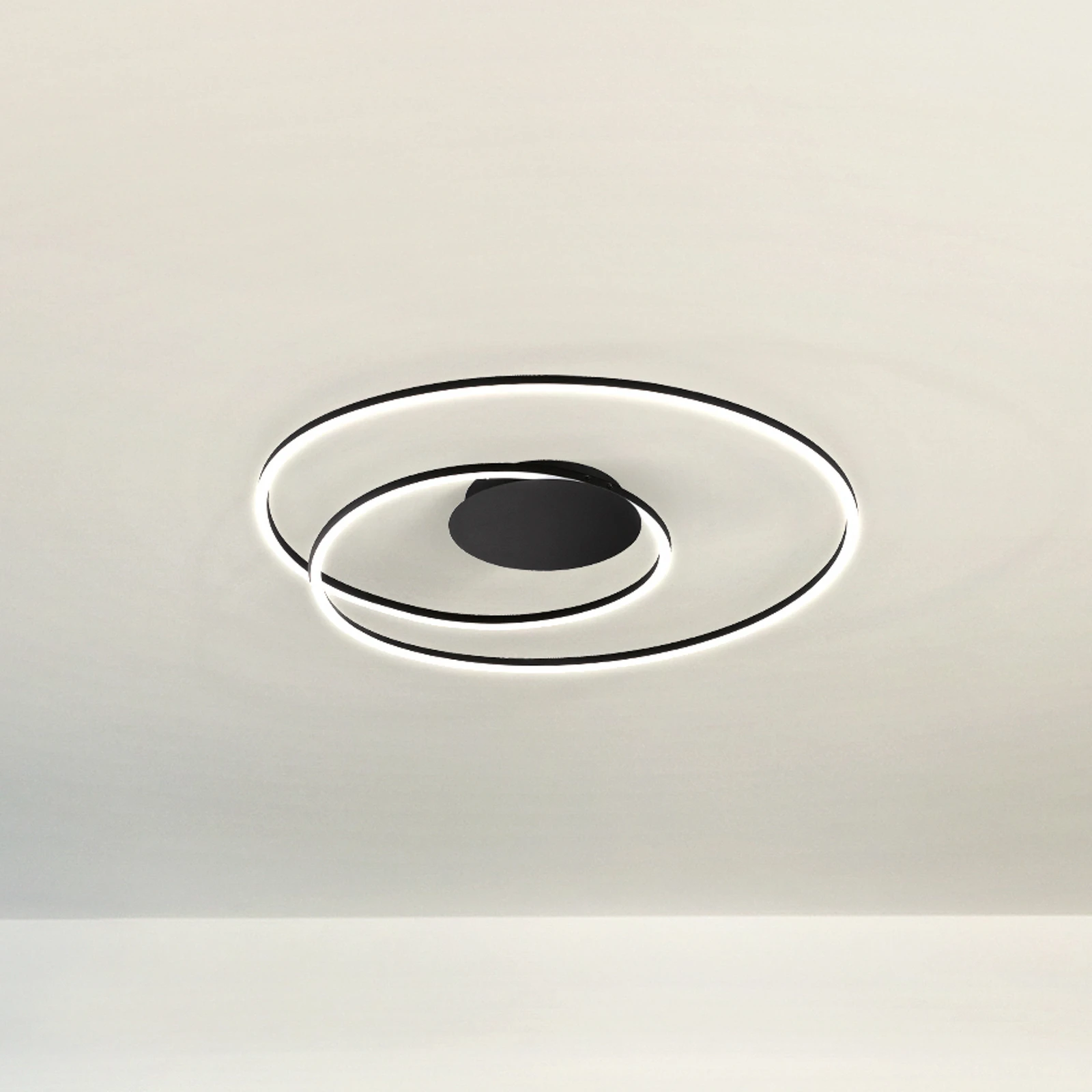 LED-Deckenlampe HOLY, schwarz, Ø 68 cm, Fernbedienung, CCT
