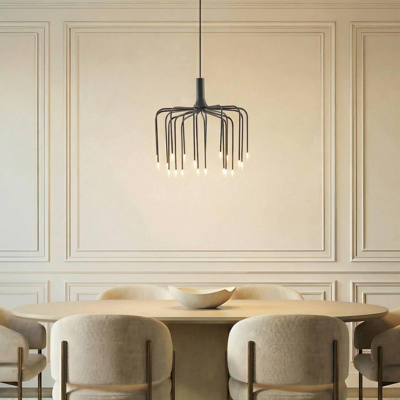 Lucande LED hanglamp Ariadne, Ø 57 cm, matzwart, 20-armig