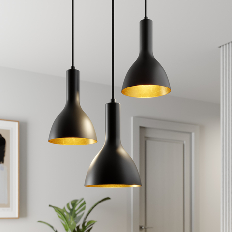 Arcchio Cosmina Hängelampe, 3-fl. rund schwarz