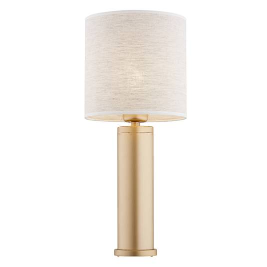 Romina table lamp, linen lampshade, gold base | Lights.co.uk