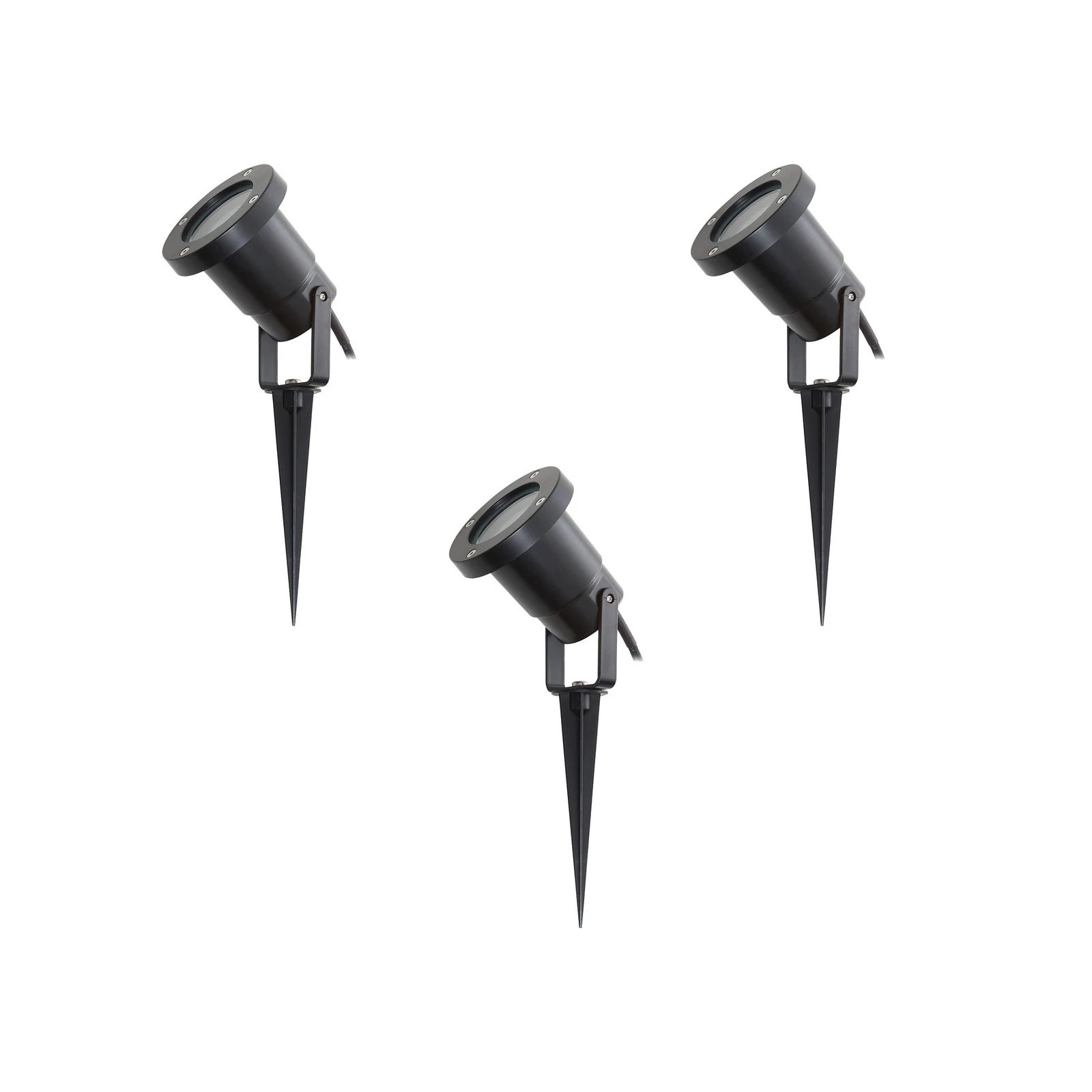 Lindby Thorgal Ground Spike Light, Ø 9,8 cm, μαύρο, σετ 3 τεμαχίων