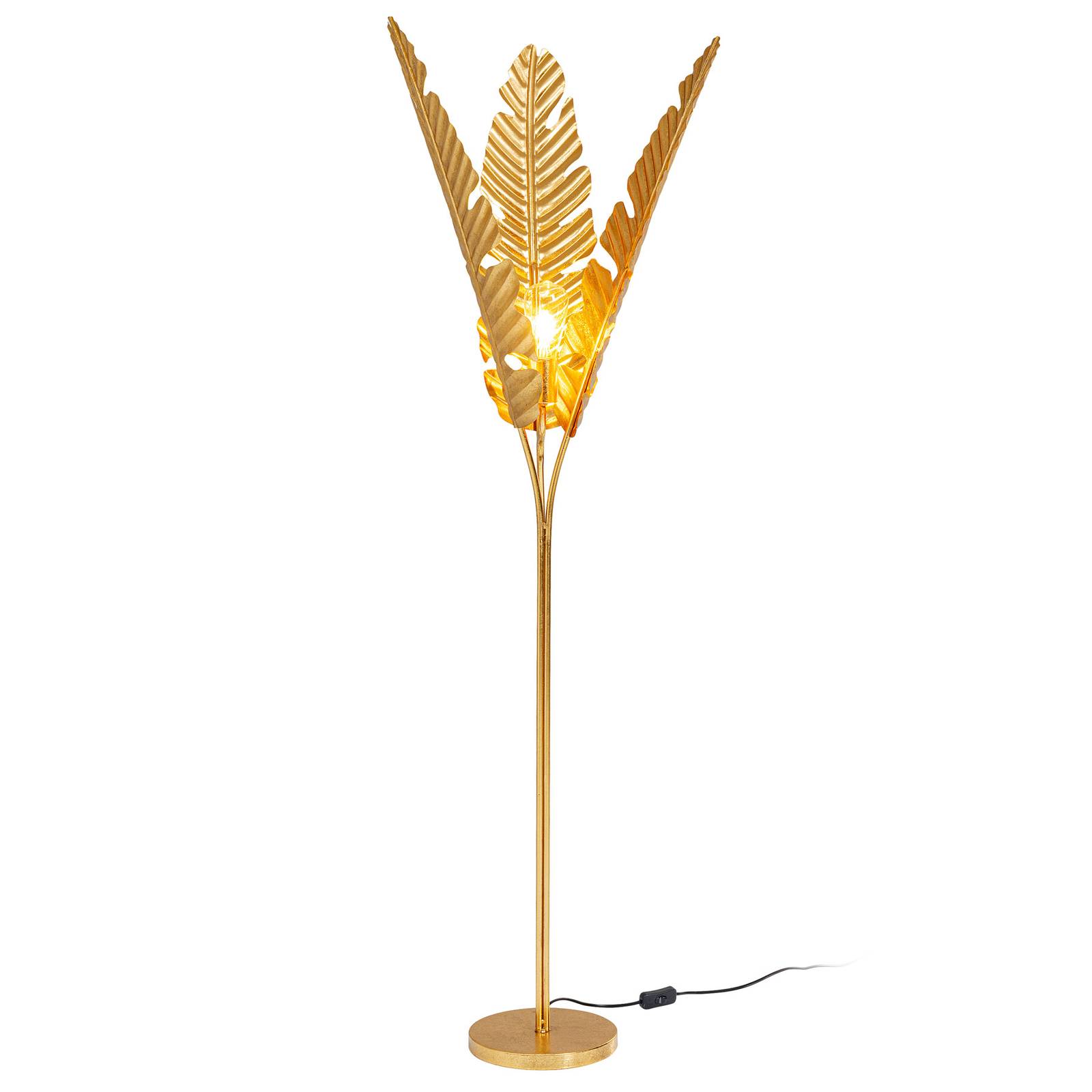 Kare KARE Akile floor lamp in leaf design height 150 cm, for Living / Dining Room, foil-covered steel, E27, 60 W, L: 45 cm, W: 33 cm, H: 150 cm