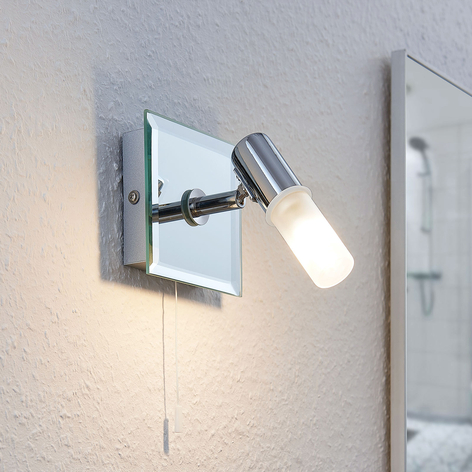 Lampa ścienna Zela, łazienkowa wyłącznik pociągany
