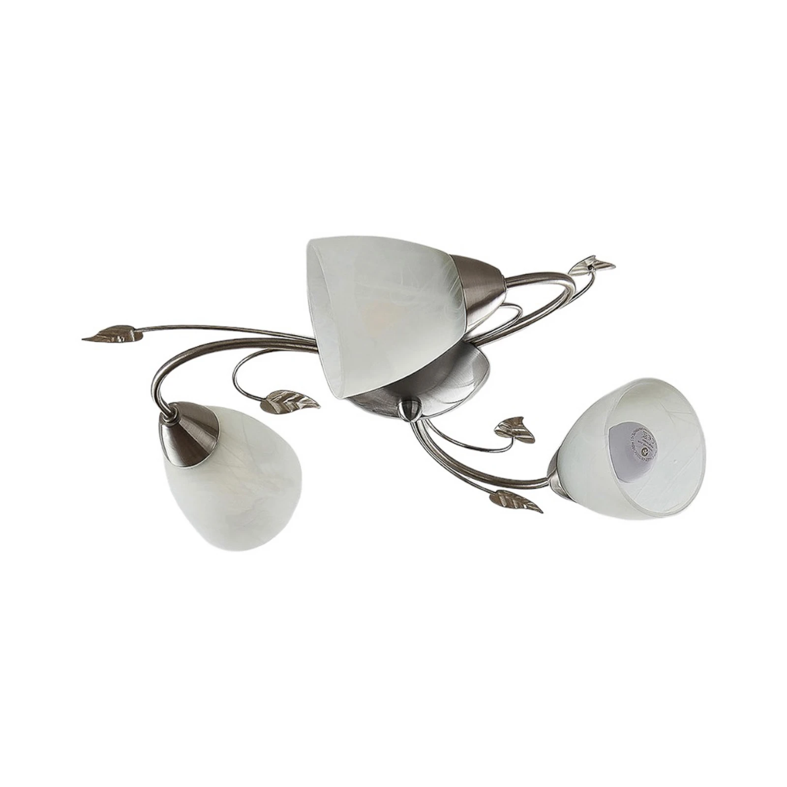 Lindby φωτιστικό οροφής Yannie, 3-φωτο, 50cm, νικέλιο/λευκό, γυαλί