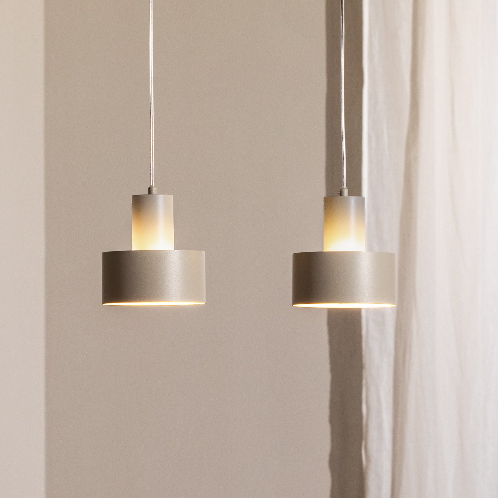 SIGMA Lampă suspendată Rif 2 taupe 2 becuri liniară oțel - Camera de zi / sufragerie - Modern - Metal