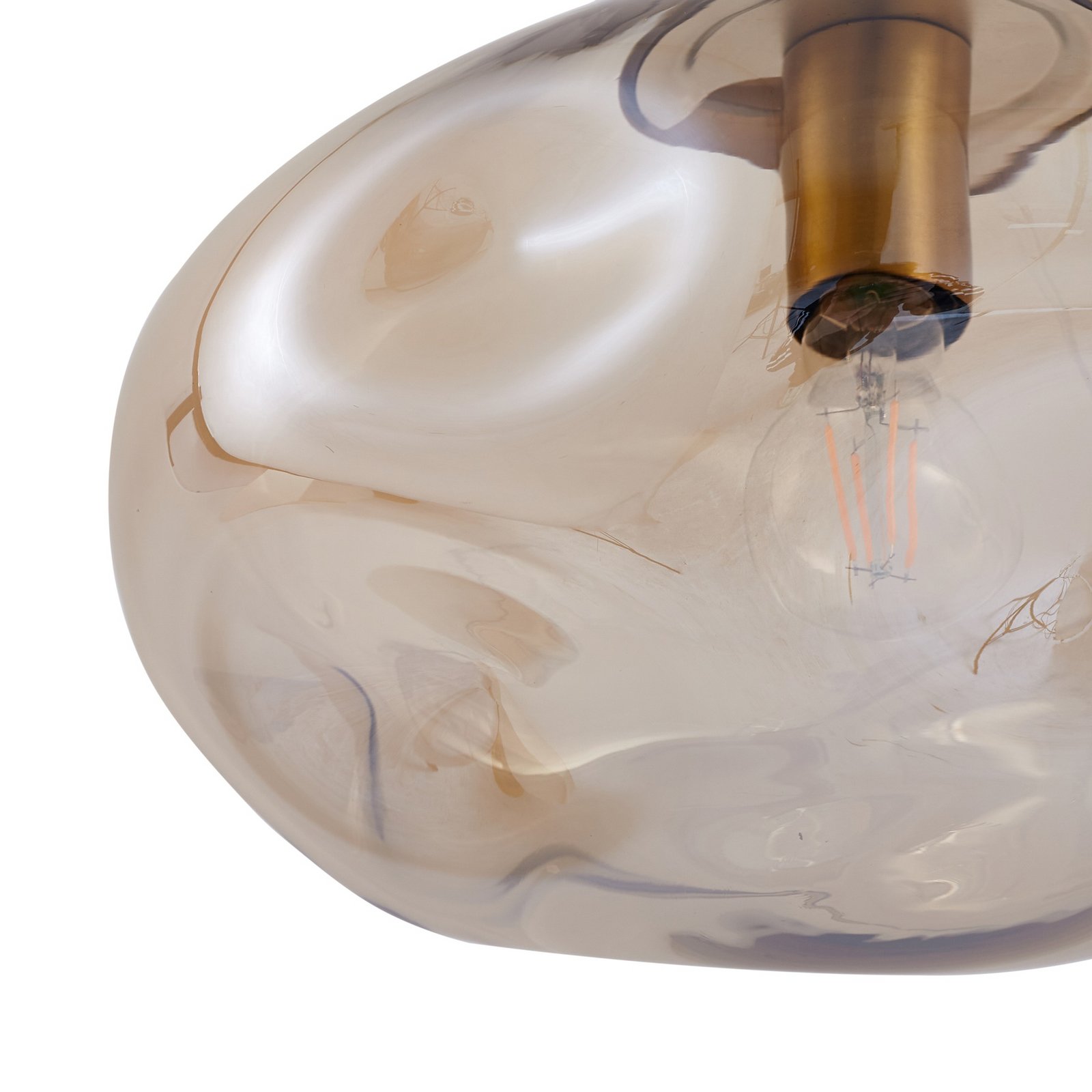 Lindby Hängeleuchte Lelia, amber, Glas, Ø 35 cm