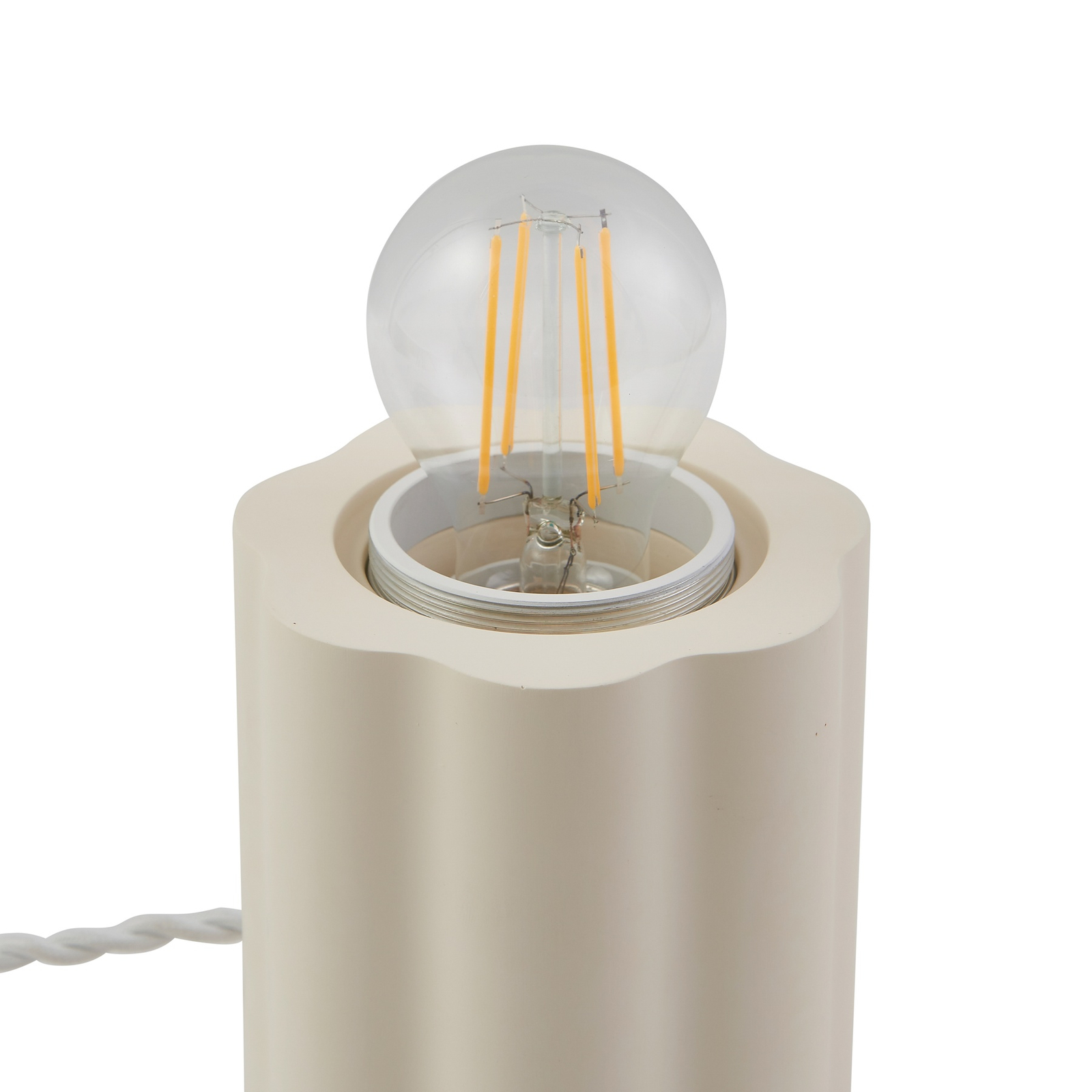 Lindby bordlampe Nielson, beige, skjerm høyde 8,5 cm, gips