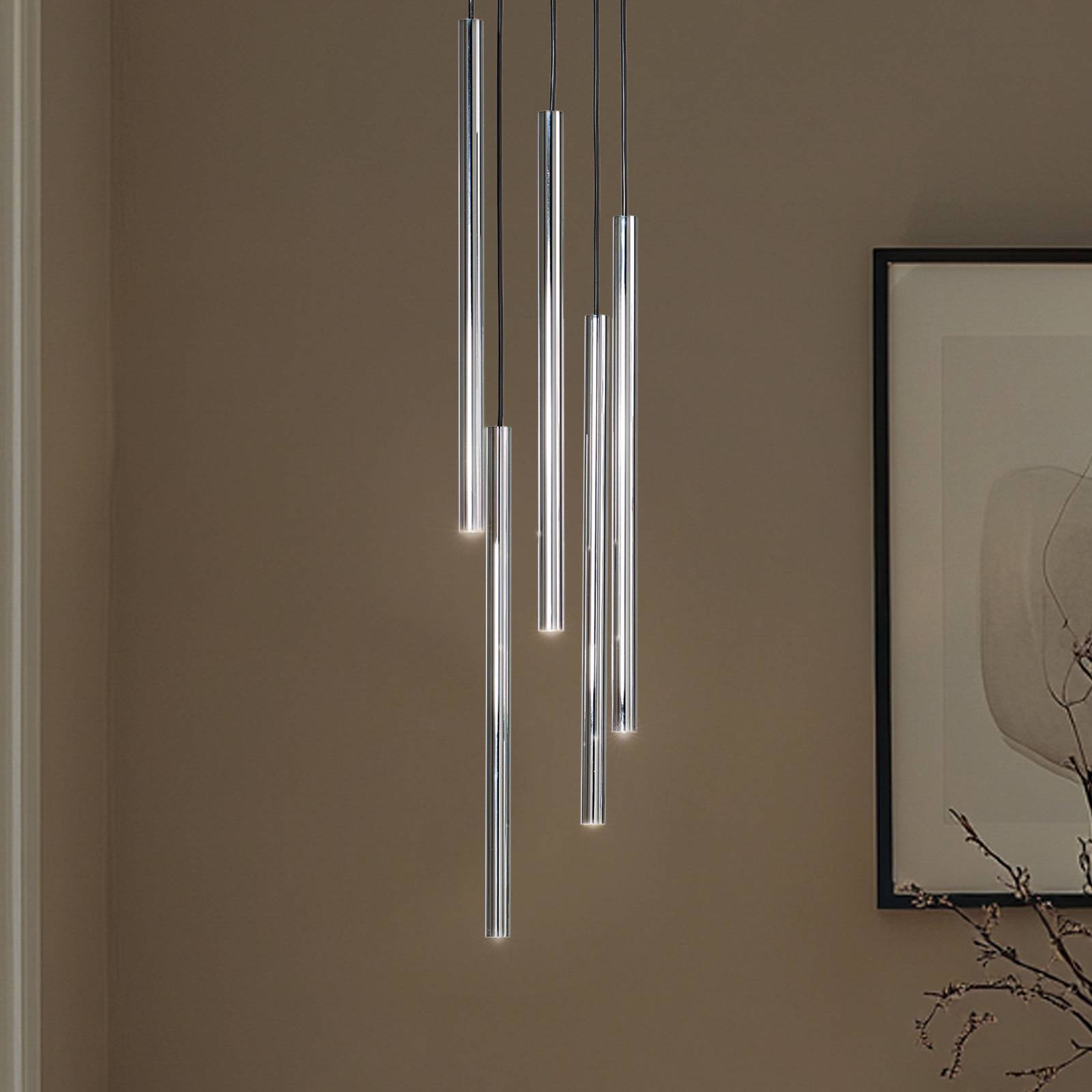 Hängeleuchte Sopel Lux, 5-flammig, rund, schwarz/silber, G9 günstig online kaufen