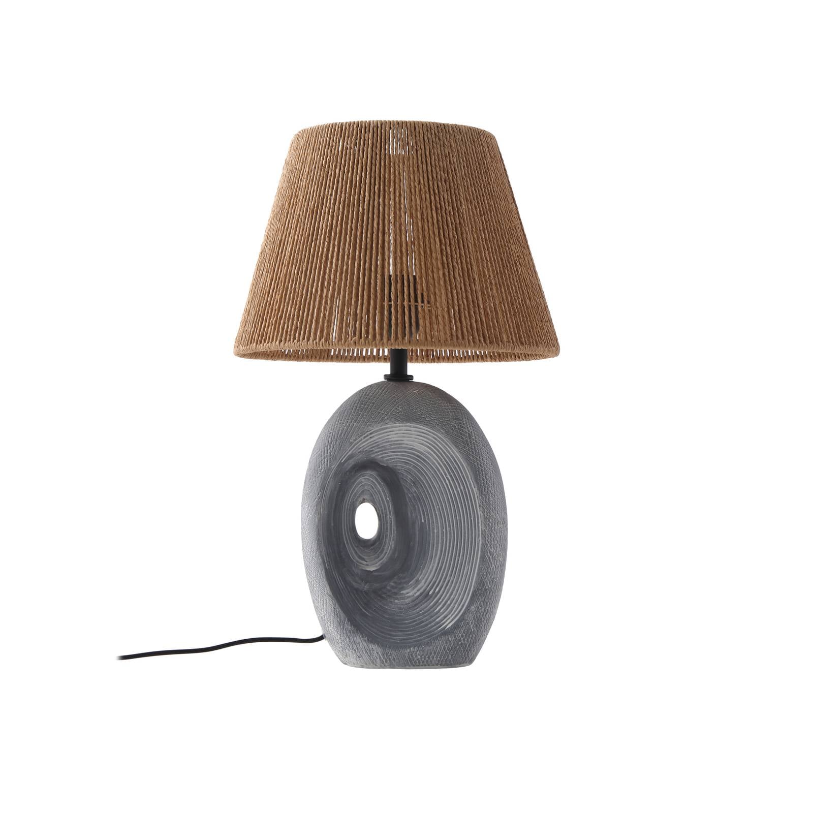 Lindby Tischleuchte Seasur, grau, Keramik, Papier, 29cm